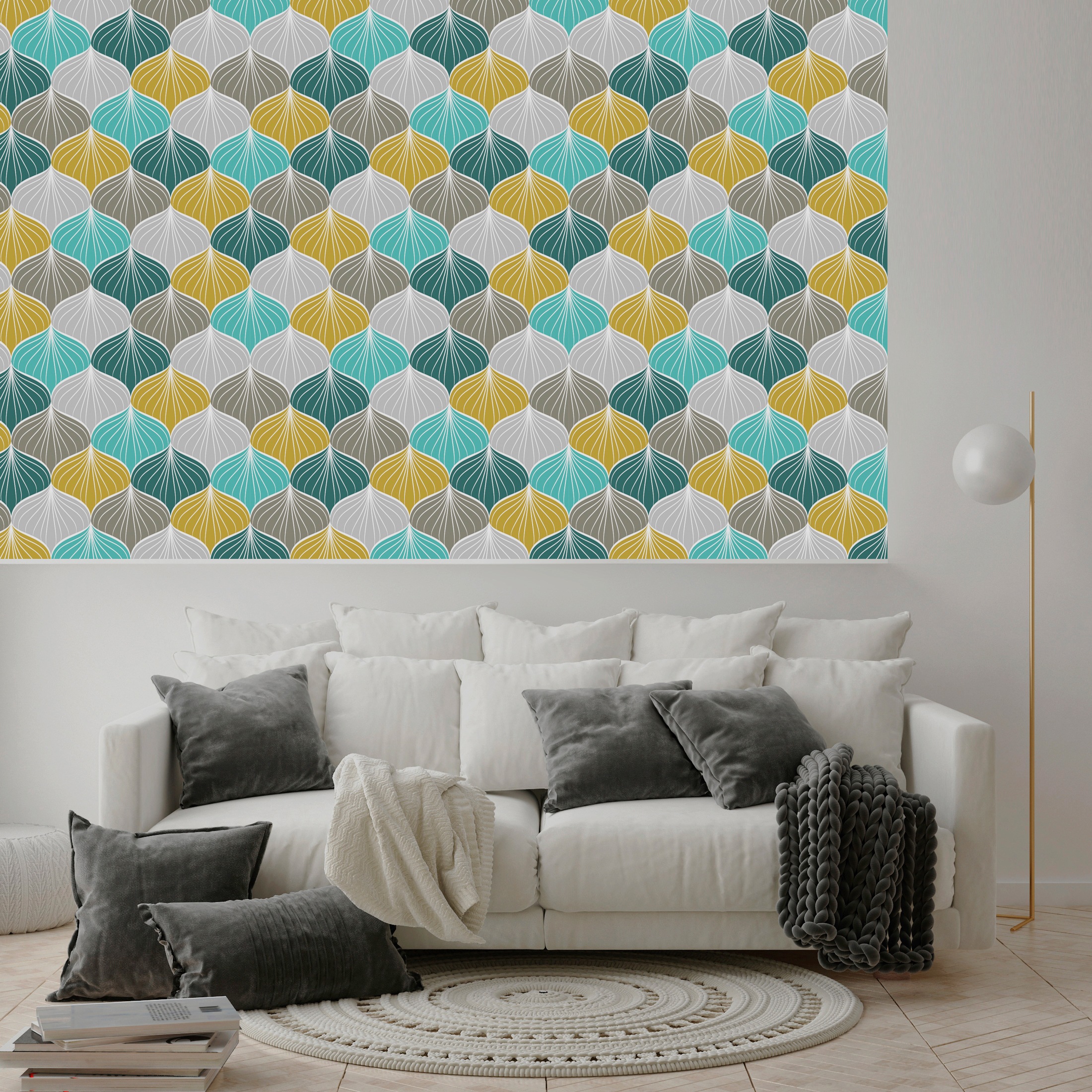 queence Vinyltapete »Marlena«, gemustert-Farbverlauf-bedruckt-abstrakt, 90x250cm, selbstklebend, kinderleichte Anbringung, Sticker