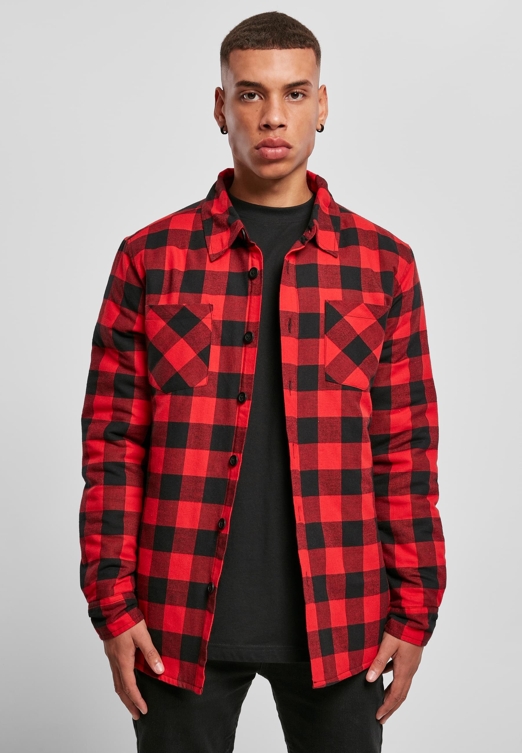 URBAN CLASSICS Langarmhemd »Urban Classics Herren Padded Check Flannel Shirt«, (1 tlg.)