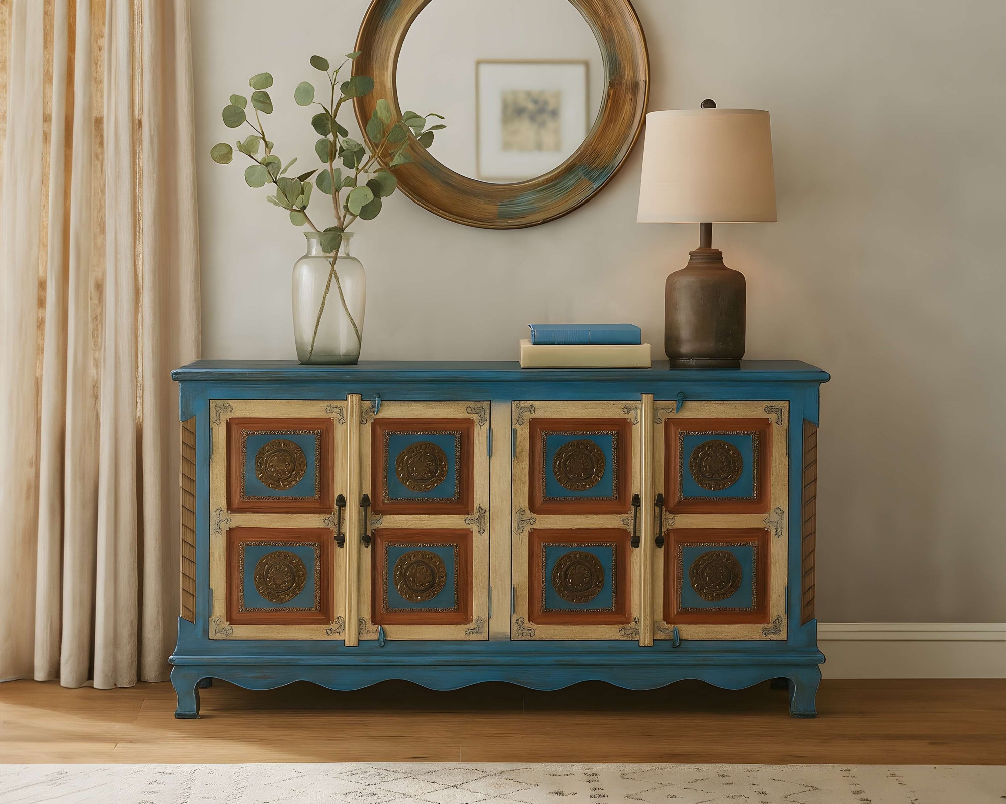 Home affaire Sideboard »Mahar« mit aufwendiger Schnitzerei, handgefertigt, Unika-Möbel, Breite 160 cm