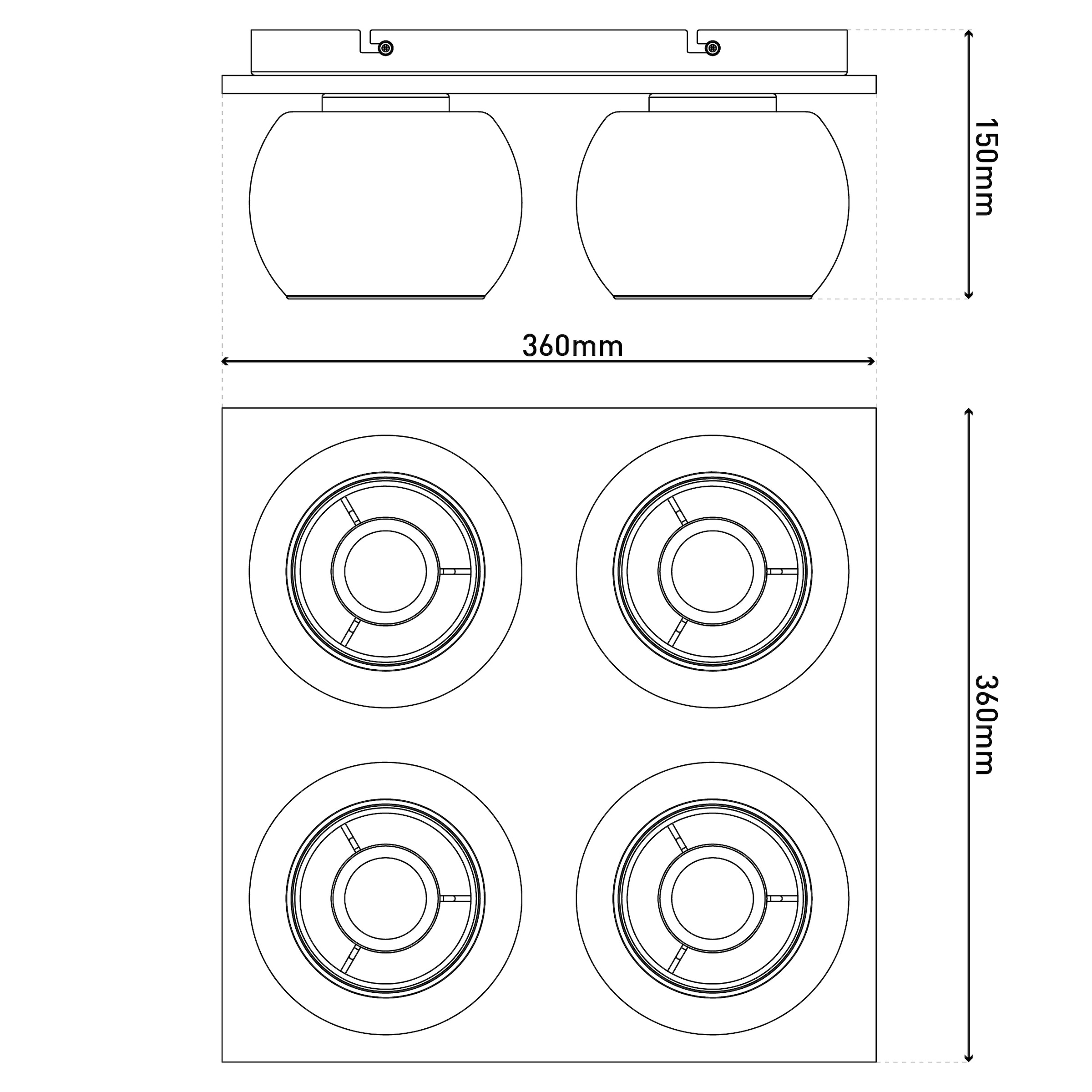 näve Deckenleuchte »Texas« E27 1 Stk. Glasschirme smokey, naturfarbenes Holzdetail, 4x E27, quadratisch