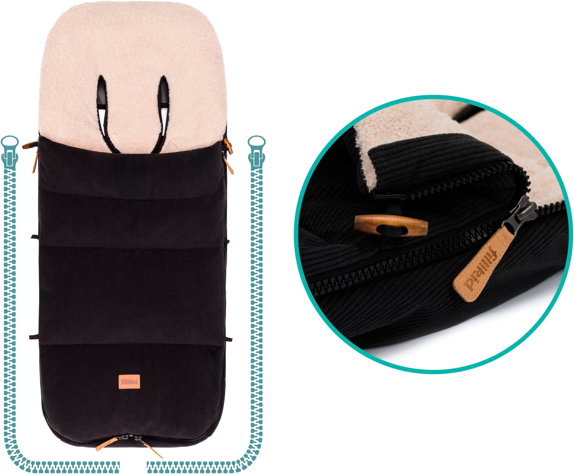 Fillikid Fußsack »Kinley Cord/Teddyplüsch, Winterfußsack«