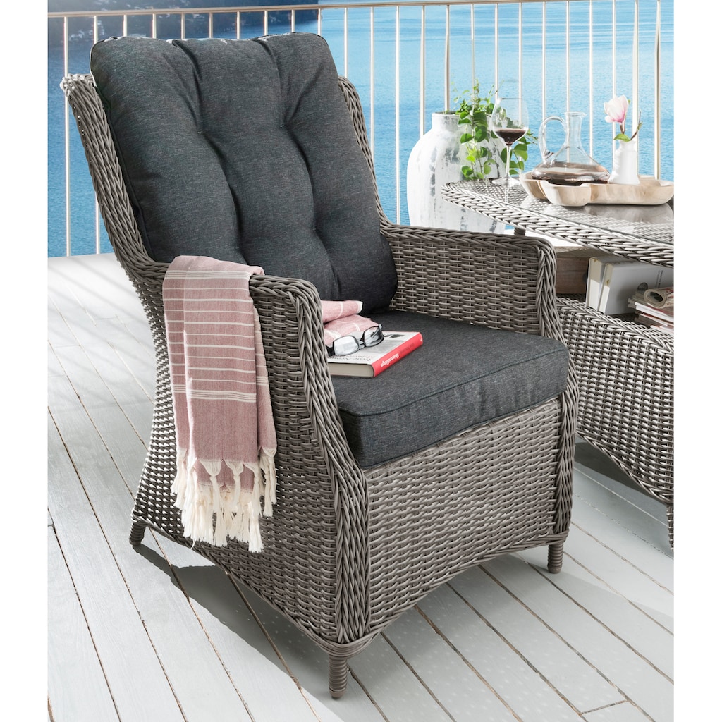 Destiny Garten-Essgruppe »CASA«, (Set, 13 tlg.), Polyrattan, 2 Sessel, 1 Tisch 120x70x65 cm und 2er Sofa