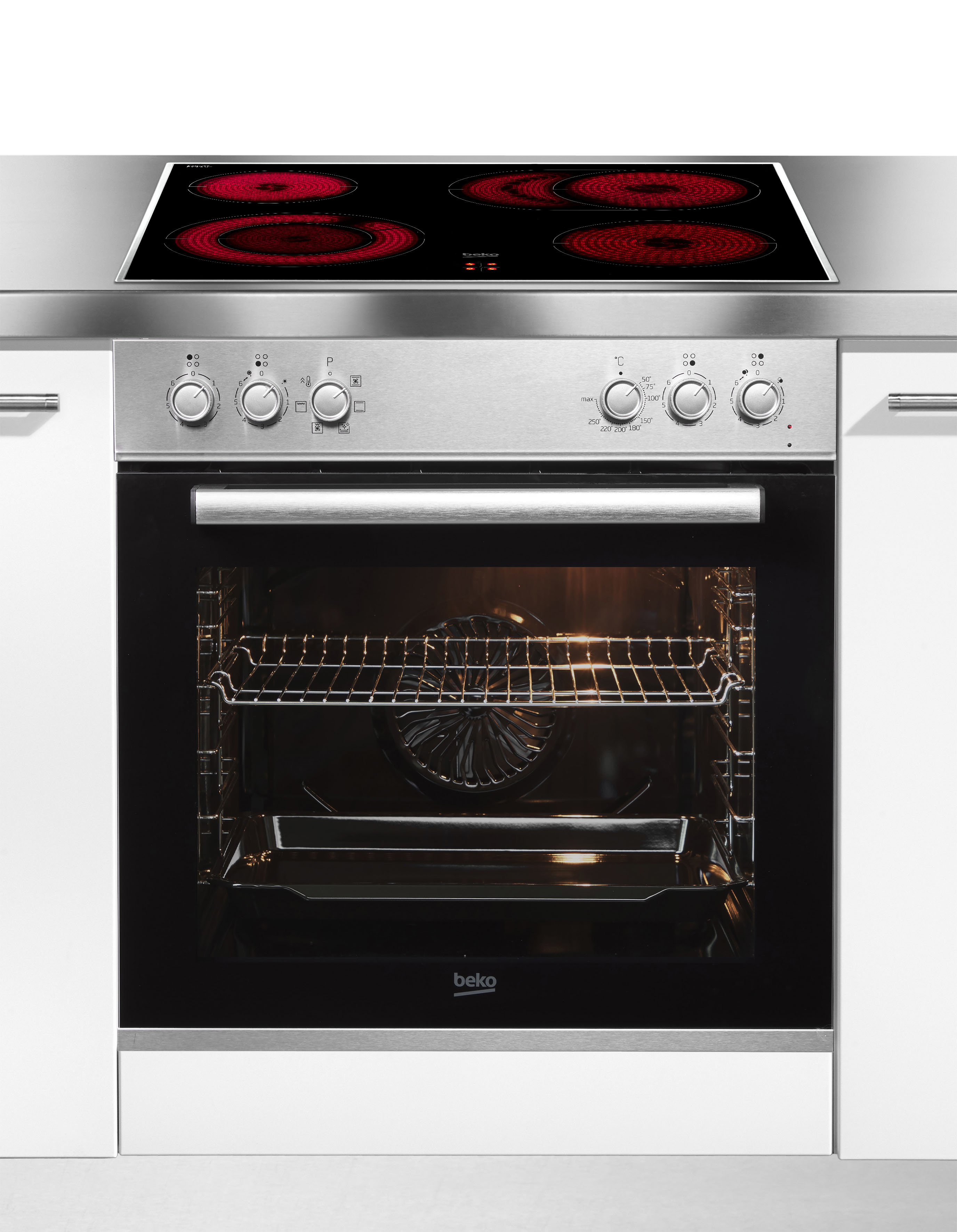 BEKO Elektro-Herd-Set "BBUE12020X", silber, Herdsets, Multifunktionsofen mit 6 Heizarten