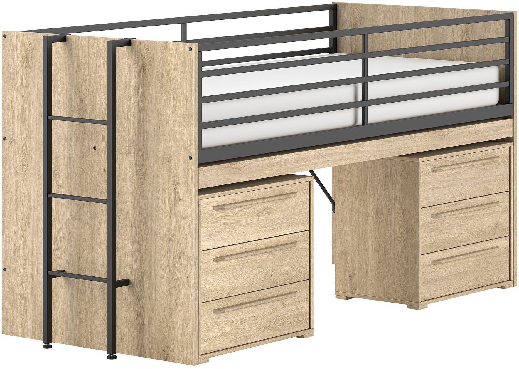 Vipack Stauraumbett "Sam, schlafen und arbeiten in einem, wahlweise Eiche- günstig online kaufen