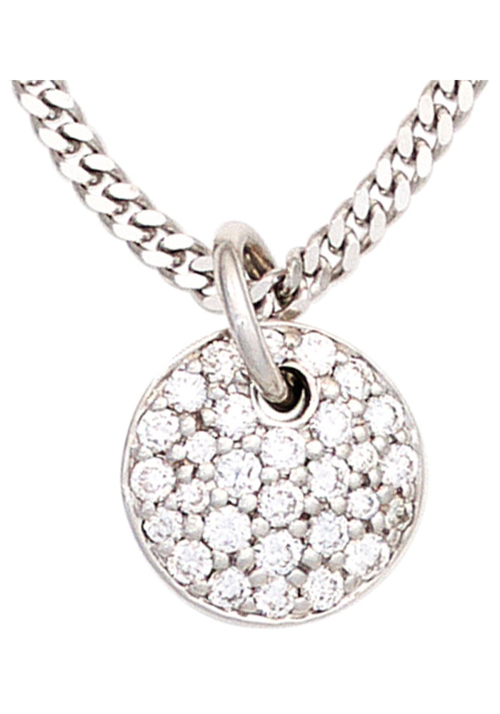 JOBO Runder Anhänger »Kleiner Weißgoldanhänger 9,5 mm« ()  14 Karat 585 Weißgold mit 29 Diamanten