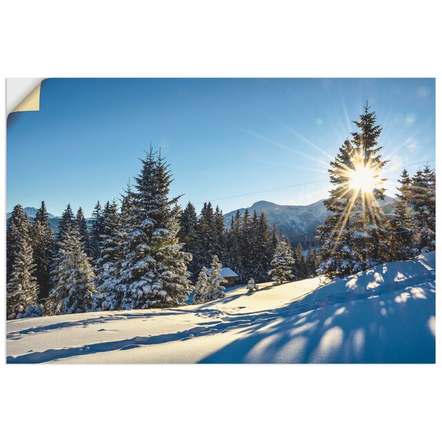 Artland Wandbild »Winterlandschaft mit Sonnenstern«, Berge, (1 St.), als  Alubild, Leinwandbild, Wandaufkleber oder Poster in versch. Größen  bestellen | BAUR