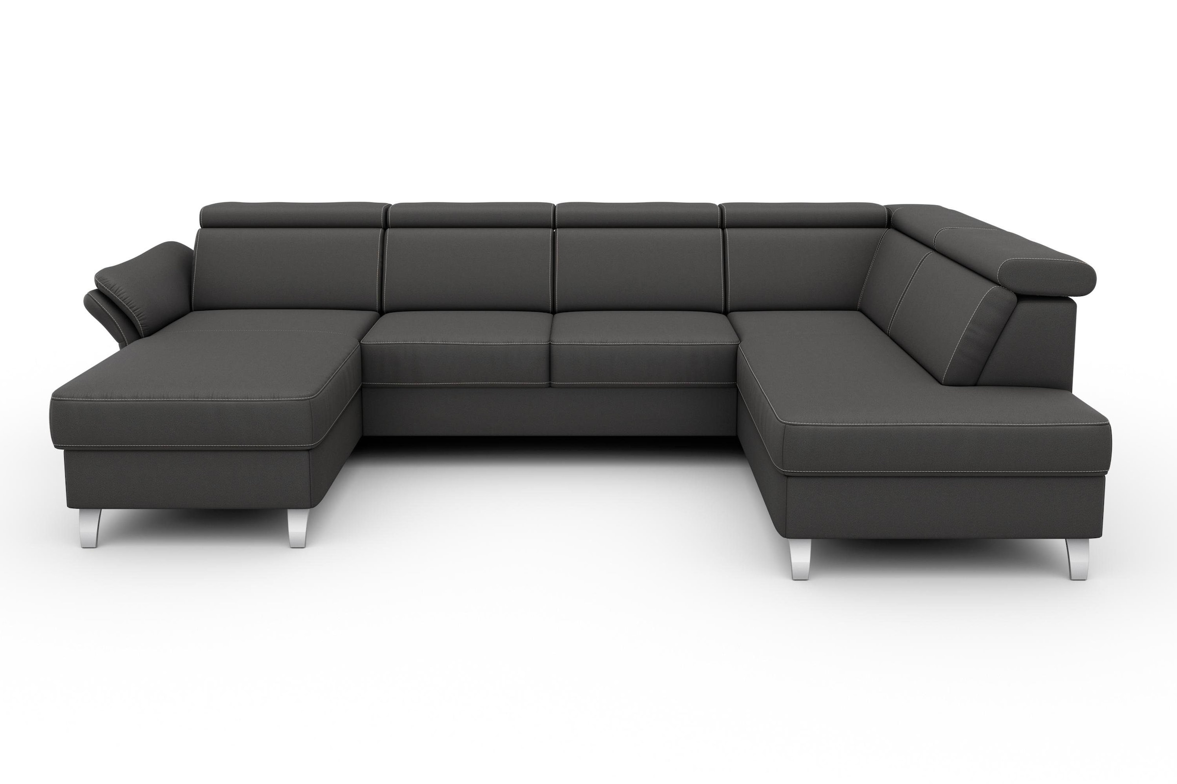 sit&more Wohnlandschaft "Vincenzo U-Form" inklusive Kopfteilverstellung, optional Schlaffunktion & Bettkasten