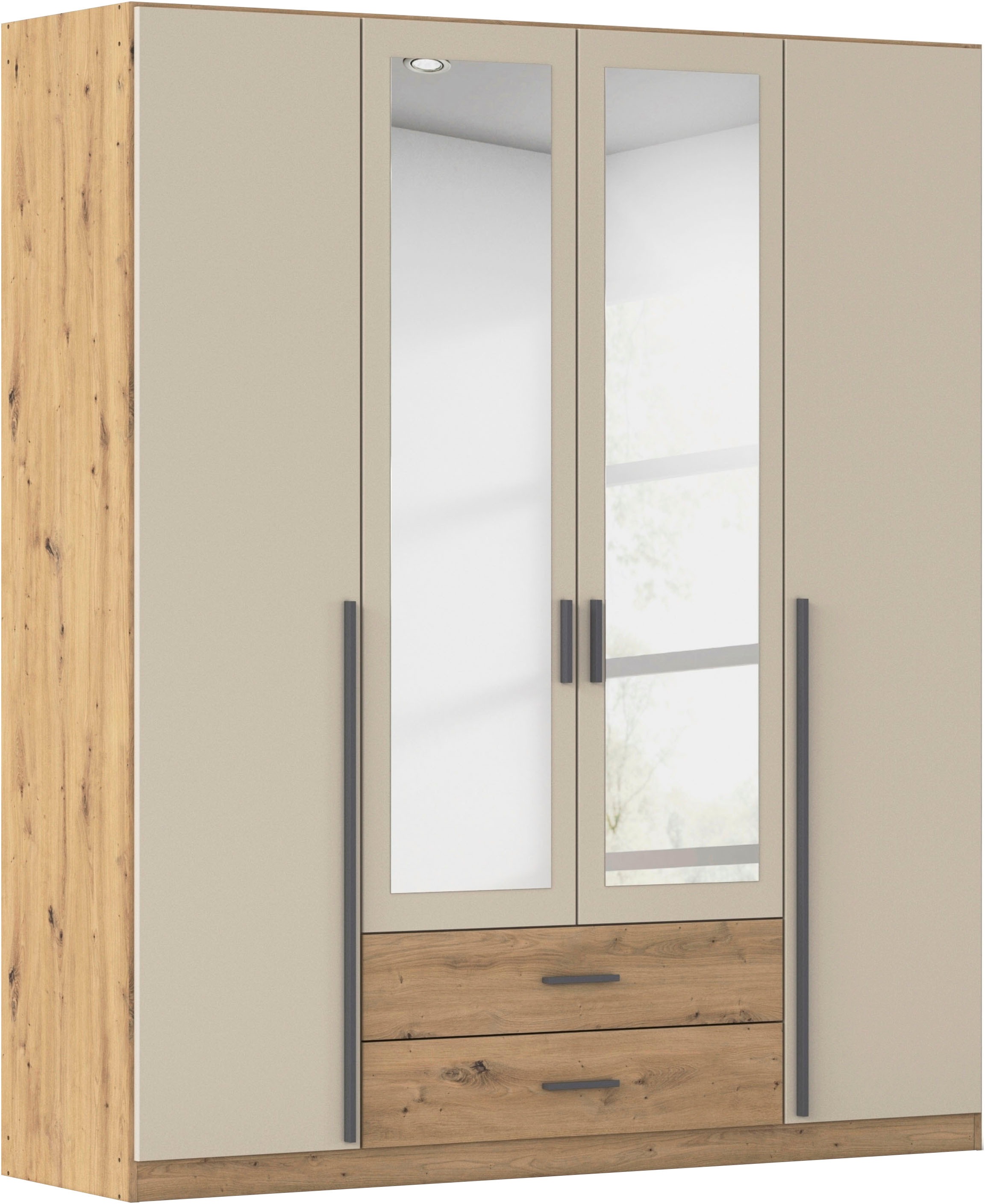 rauch Kleiderschrank "Schrank Garderobe Ankleide GAMMA Breiten 91/136/181/226/271/315/360 cm" in 3 Ausstattungen BASIC/CLASSIC/PREMIUM (inkl. SOFT-CLOSE-Funktion), verschiedene Griff-Varianten, mit Spiegel TOPSELLER MADE IN GERMANY