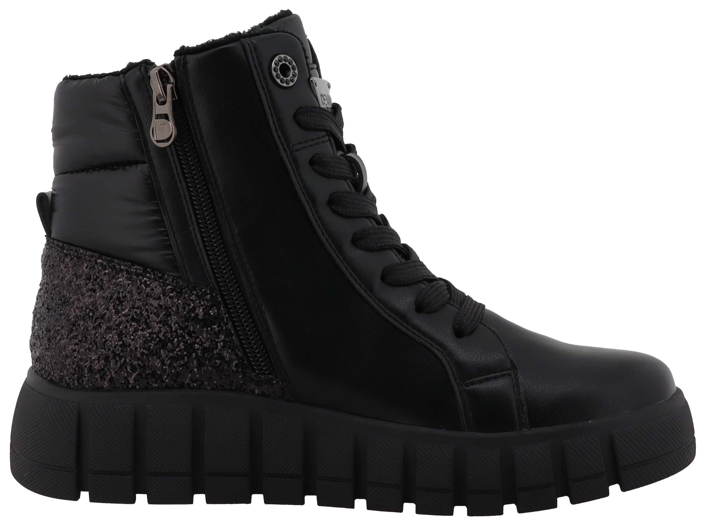 TOM TAILOR Schnürboots, Keilabsatz, Plateau, Schnürstiefelette mit schöner Ziersteppung