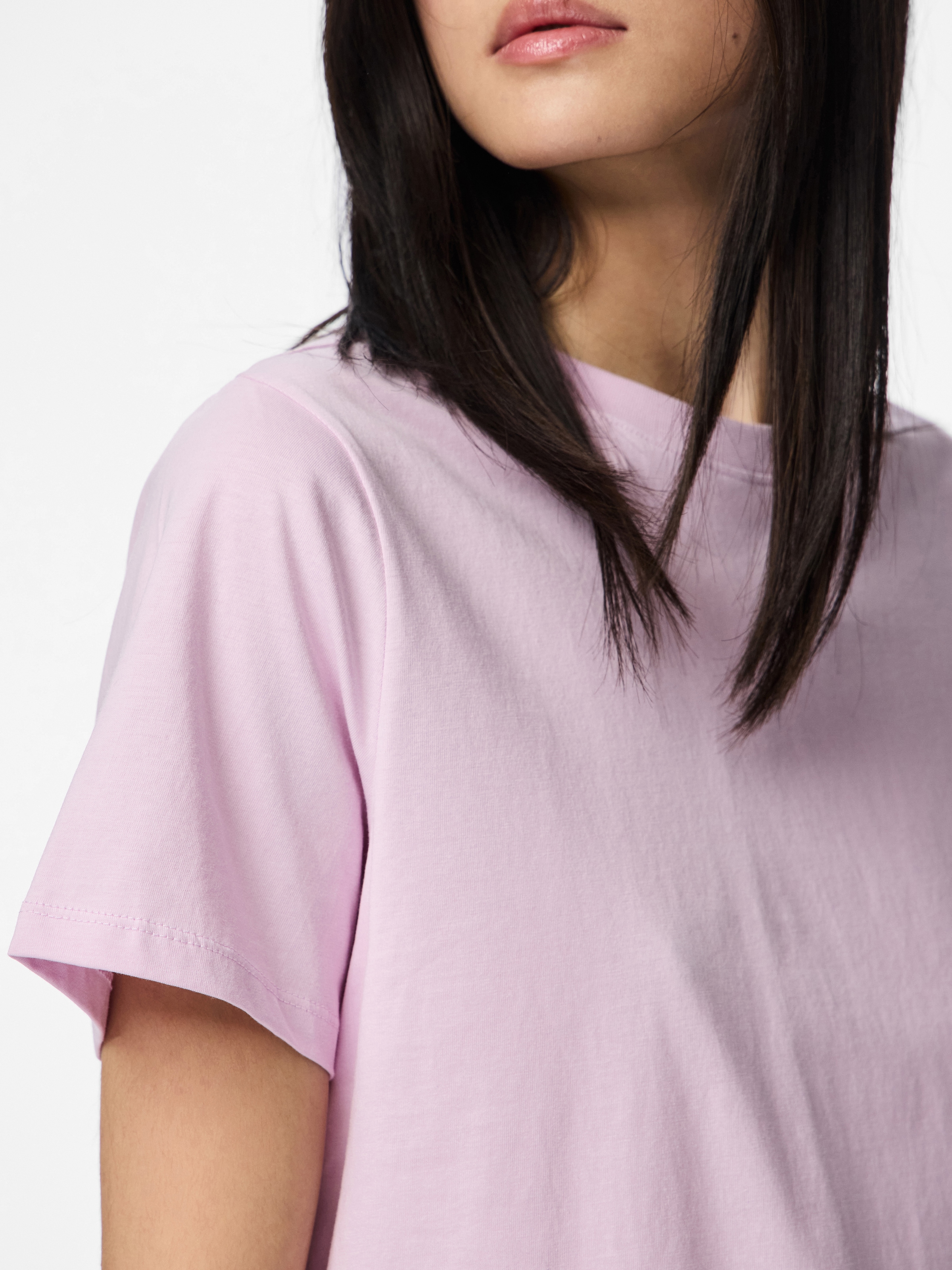 pieces Rundhalsshirt »PCRIA SS SOLID TEE NOOS BC« Baumwolle, regular fit
