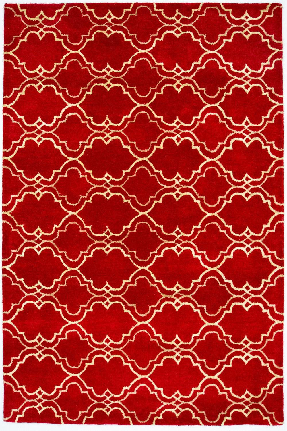 morgenland Wollteppich »Designer Teppich handgetuftet rot«, rechteckig