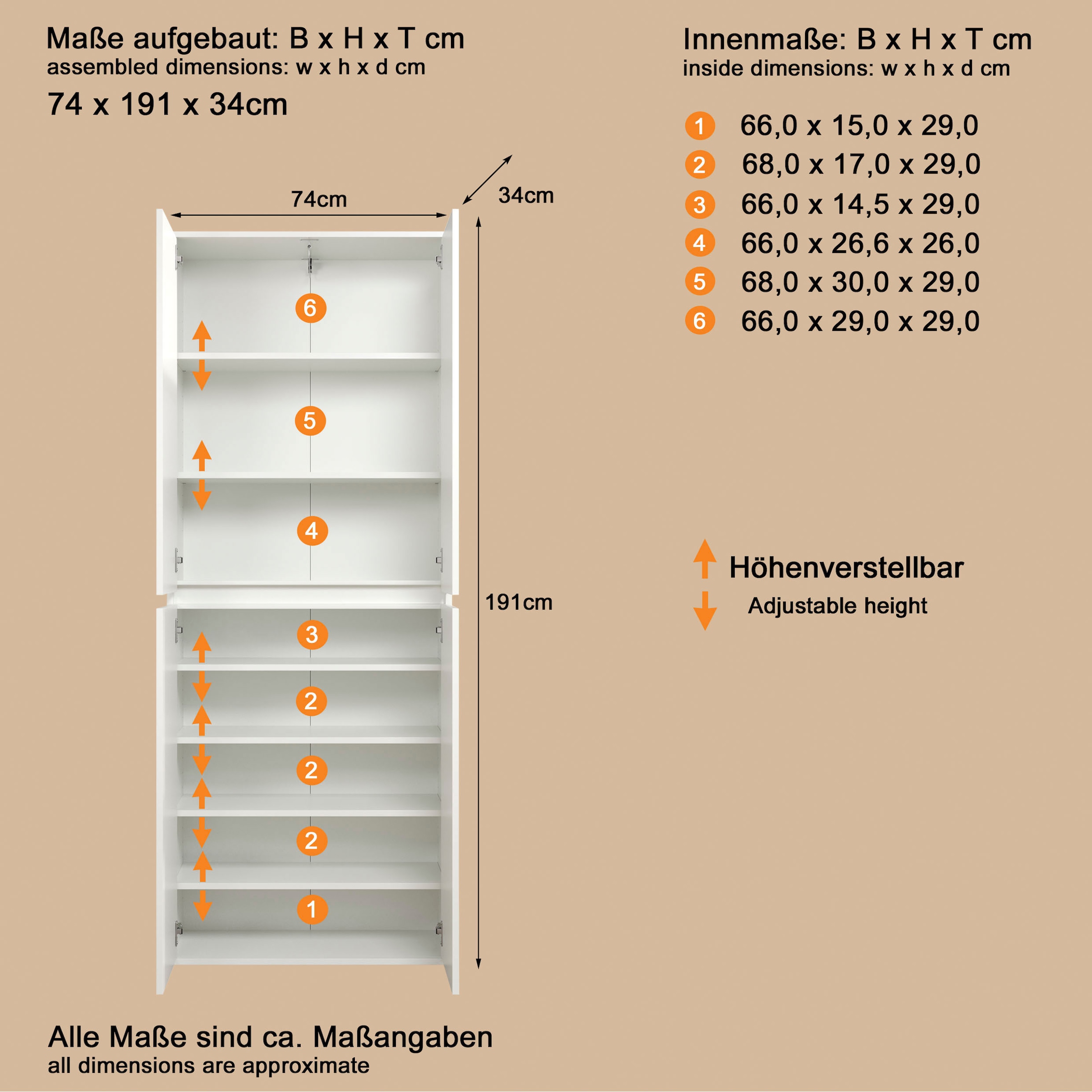 Home affaire Mehrzweckschrank »Novara« Mehrzweckschrank mit Kleiderstange - (B/T/H) nach Wahl 37-74/34/191 cm
