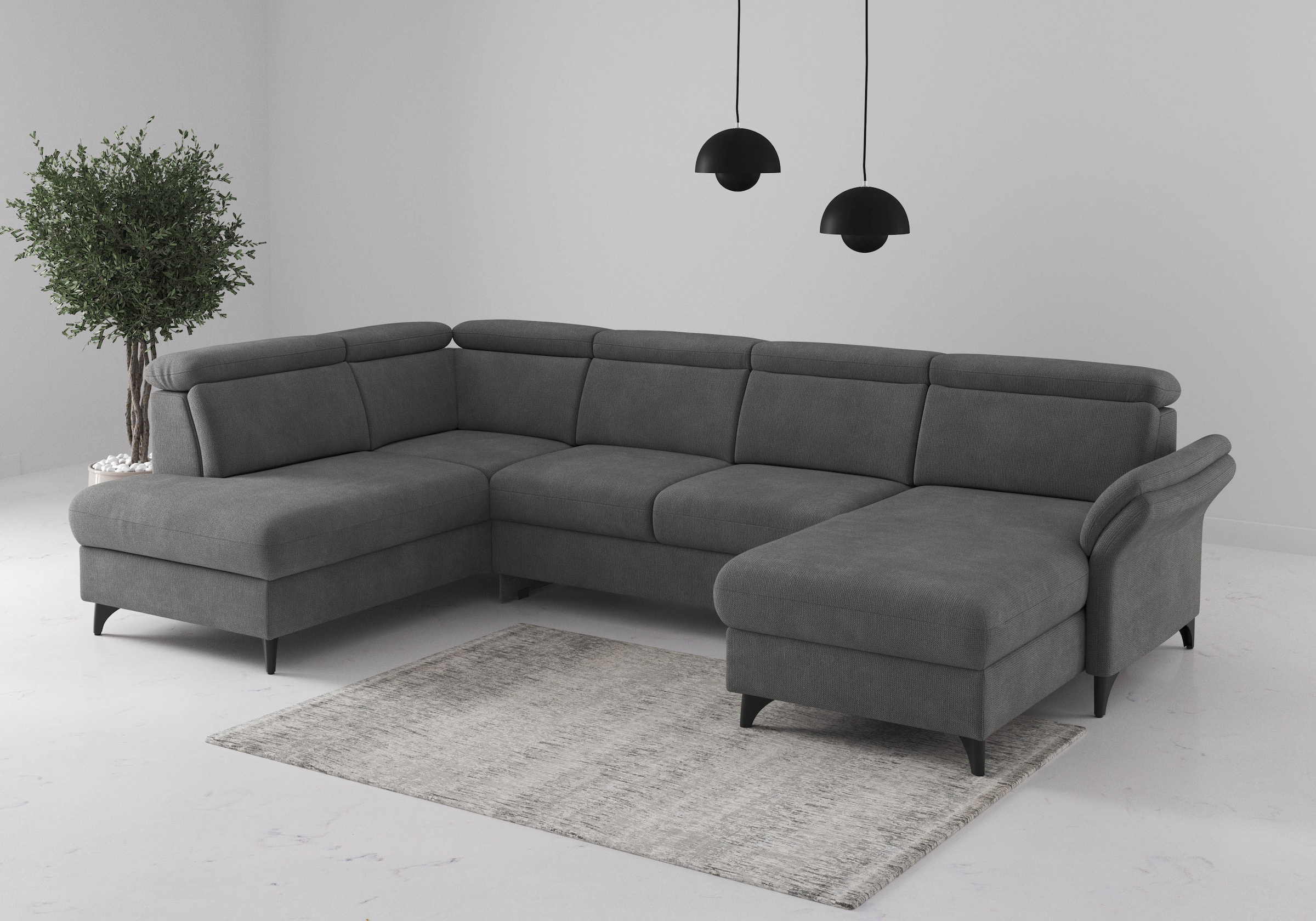 sit&more Wohnlandschaft "Glendale, U-Form" inkl. Kopfteilverstellung,wahlweise mit Vorziehsitz und Bettkasten