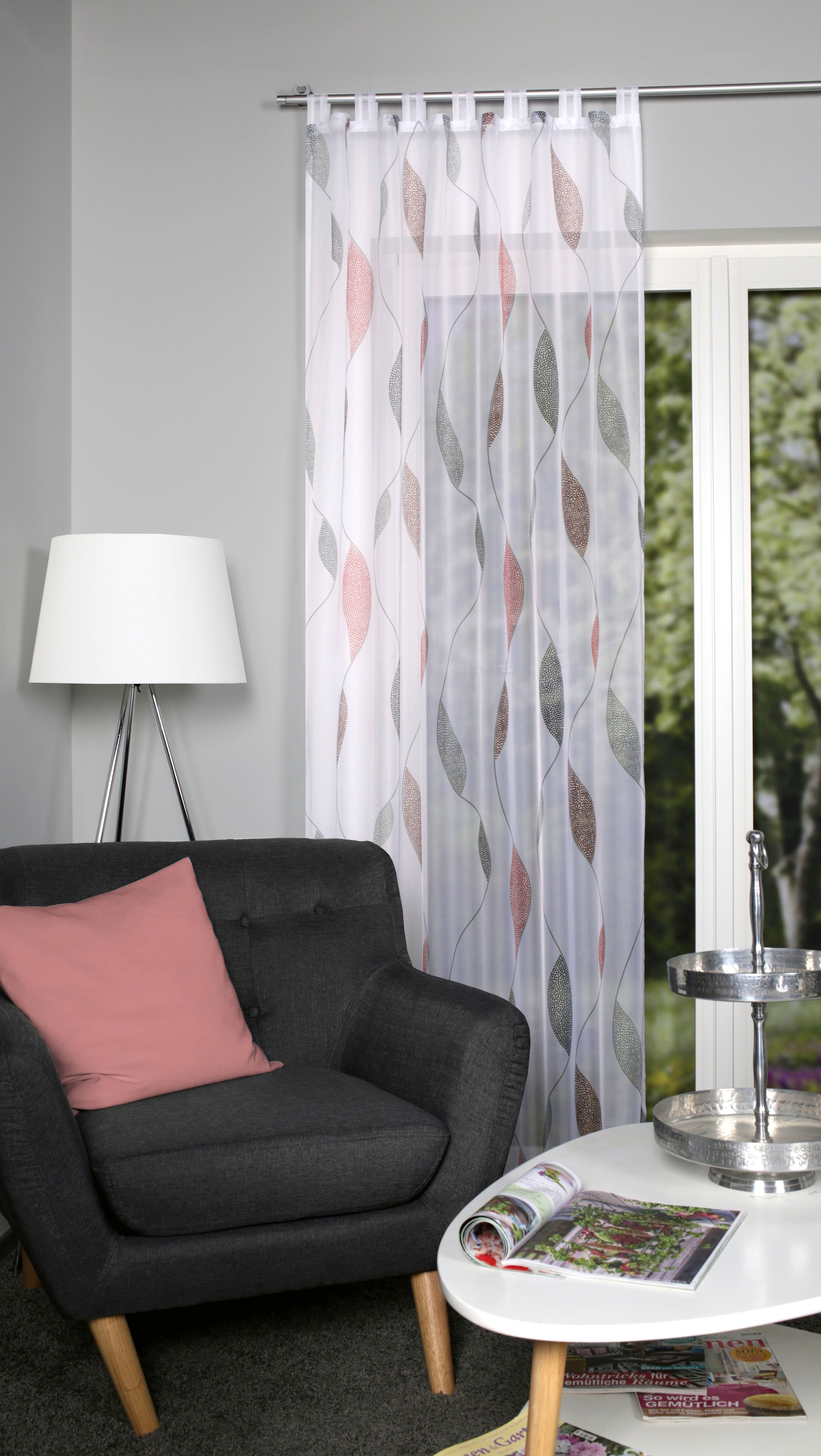 Gardine HOME WOHNIDEEN, B:140cm H:145cm, rot, Voile, Obermaterial: 100% Polyester, Gardinen, "PAOLO", halbtransparent