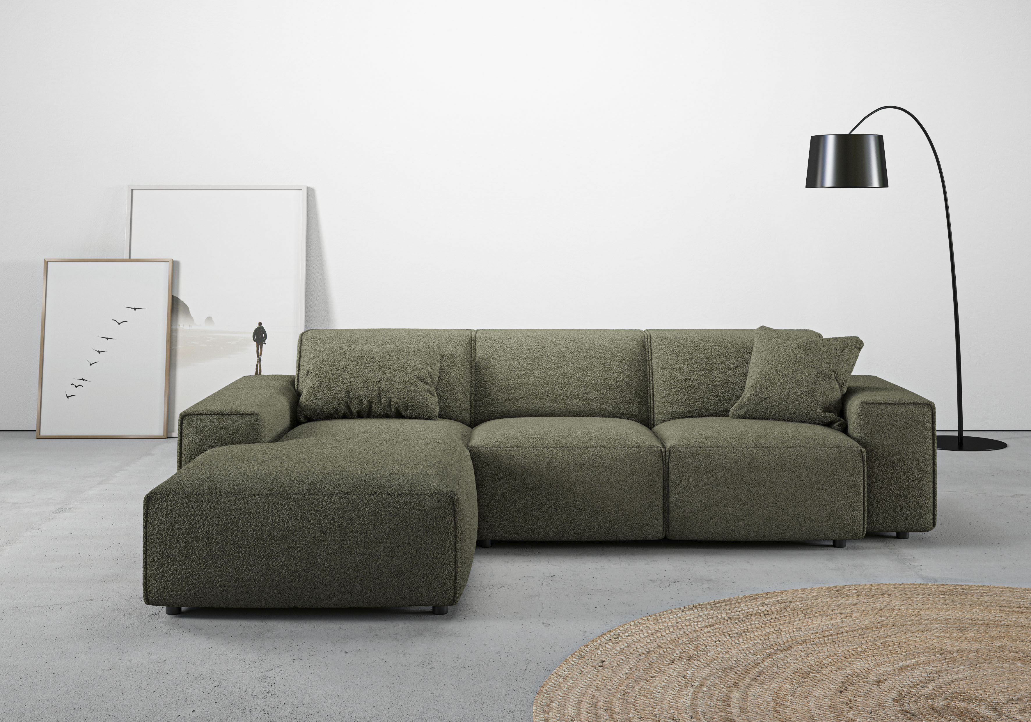 Home affaire Ecksofa "Glimminge L-Form auch in Breitcord, Feincord + Easy care-Bezug," Breite 264, Zierkissen