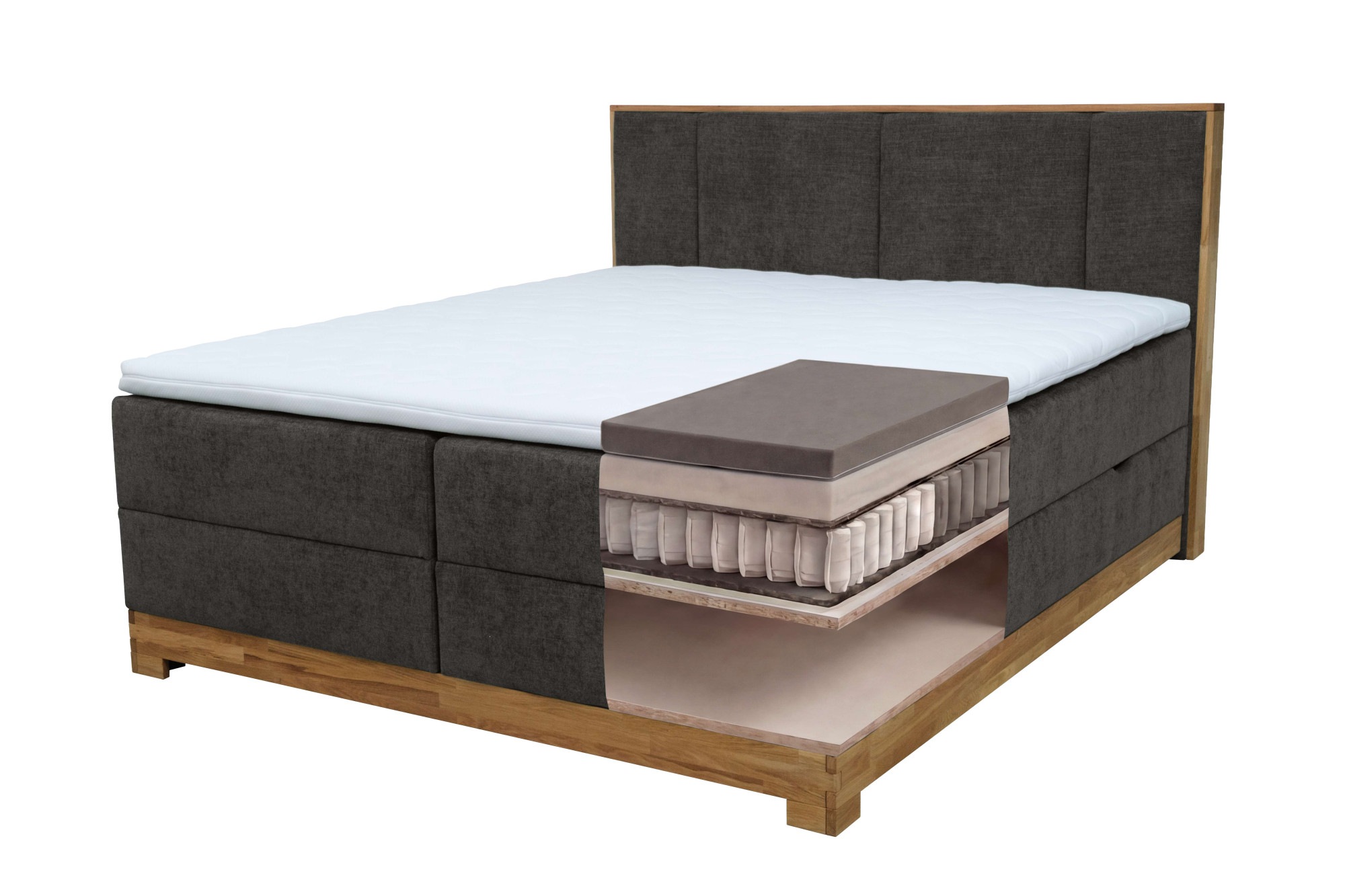 OTTO home Boxbett »Fennor, Doppelbett, Polsterbett, Federkernbett, Komforbett, 160/180 cm« Boxbett: 5-Z-Taschenfederkern im Unterbau, Härtegrad 3, inkl. Topper