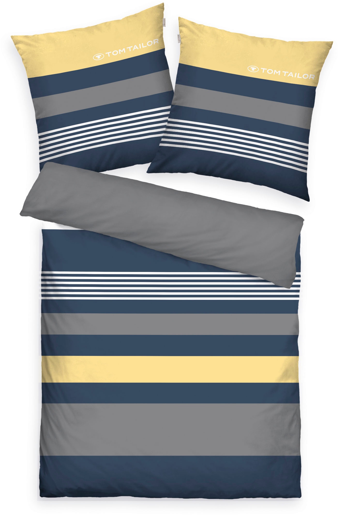 Thumbnail - TOM TAILOR HOME Bettwäsche "Carl in Gr. 135x200 oder 155x220 cm" 3 Stk. tlg. mit GRATIS-Zugabe: Spannbettlaken, 100% Bau...