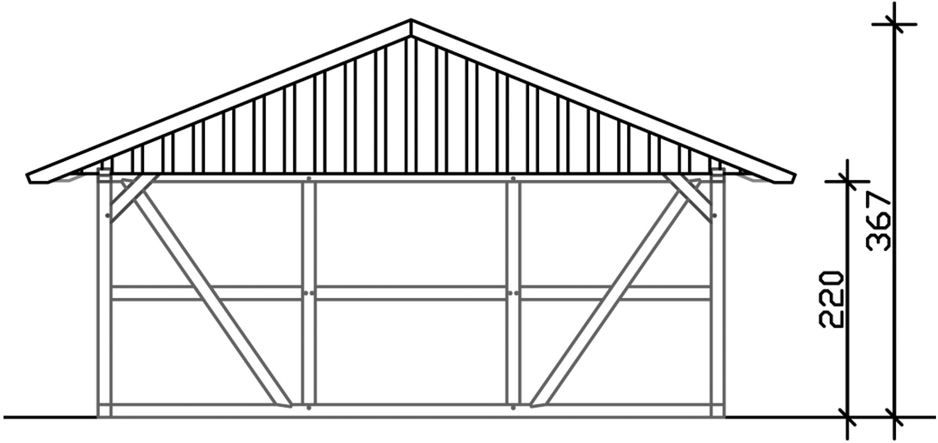 Skanholz Doppelcarport »Schwarzwald«, KVH-Fichte, 560 cm, Schiefergrau, mit Dachlattung