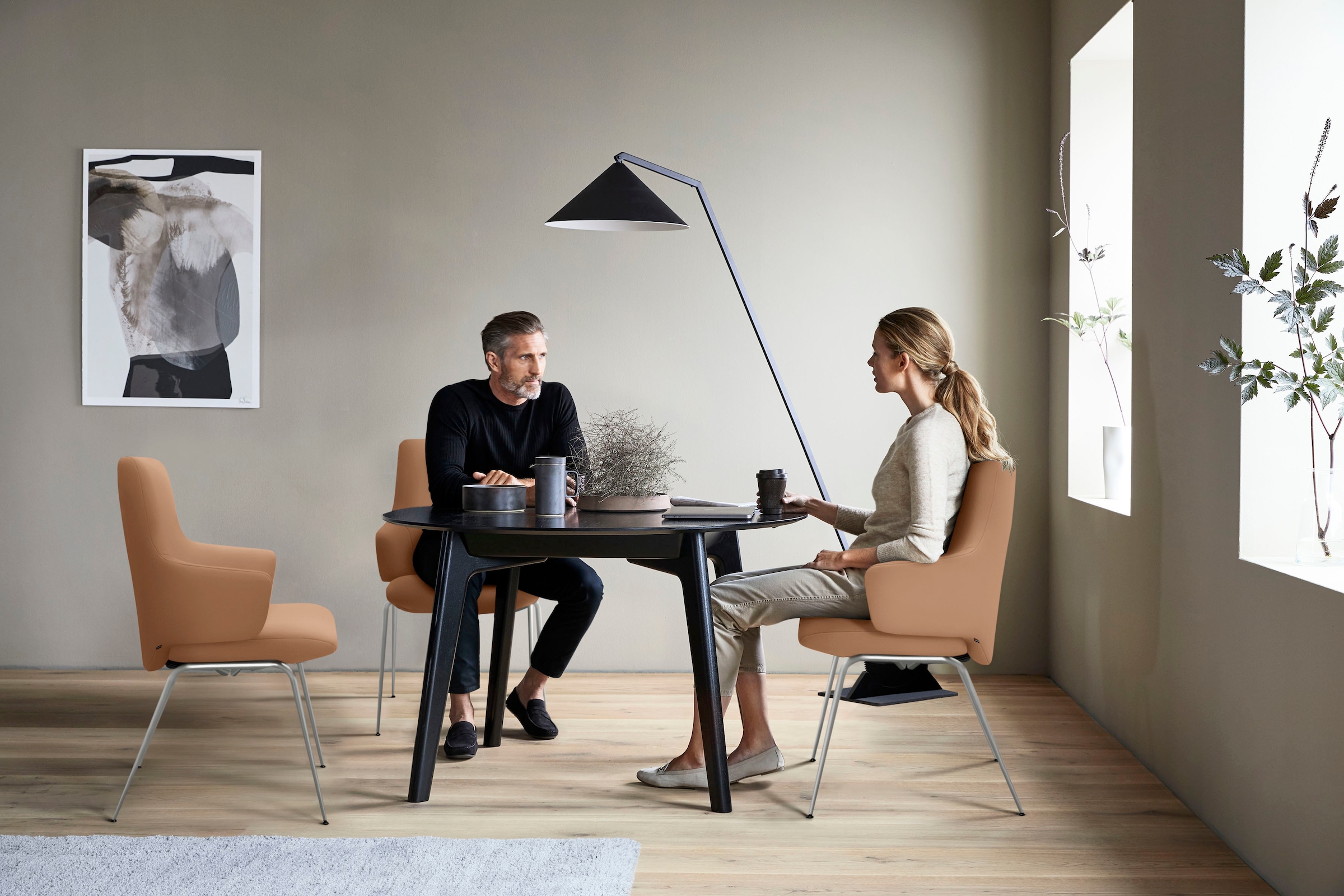Stressless® Polsterstuhl »Laurel«, Leder PALOMA, Low Back mit Armlehne, Größe L, mit Beinen aus Stahl in Schwarz matt