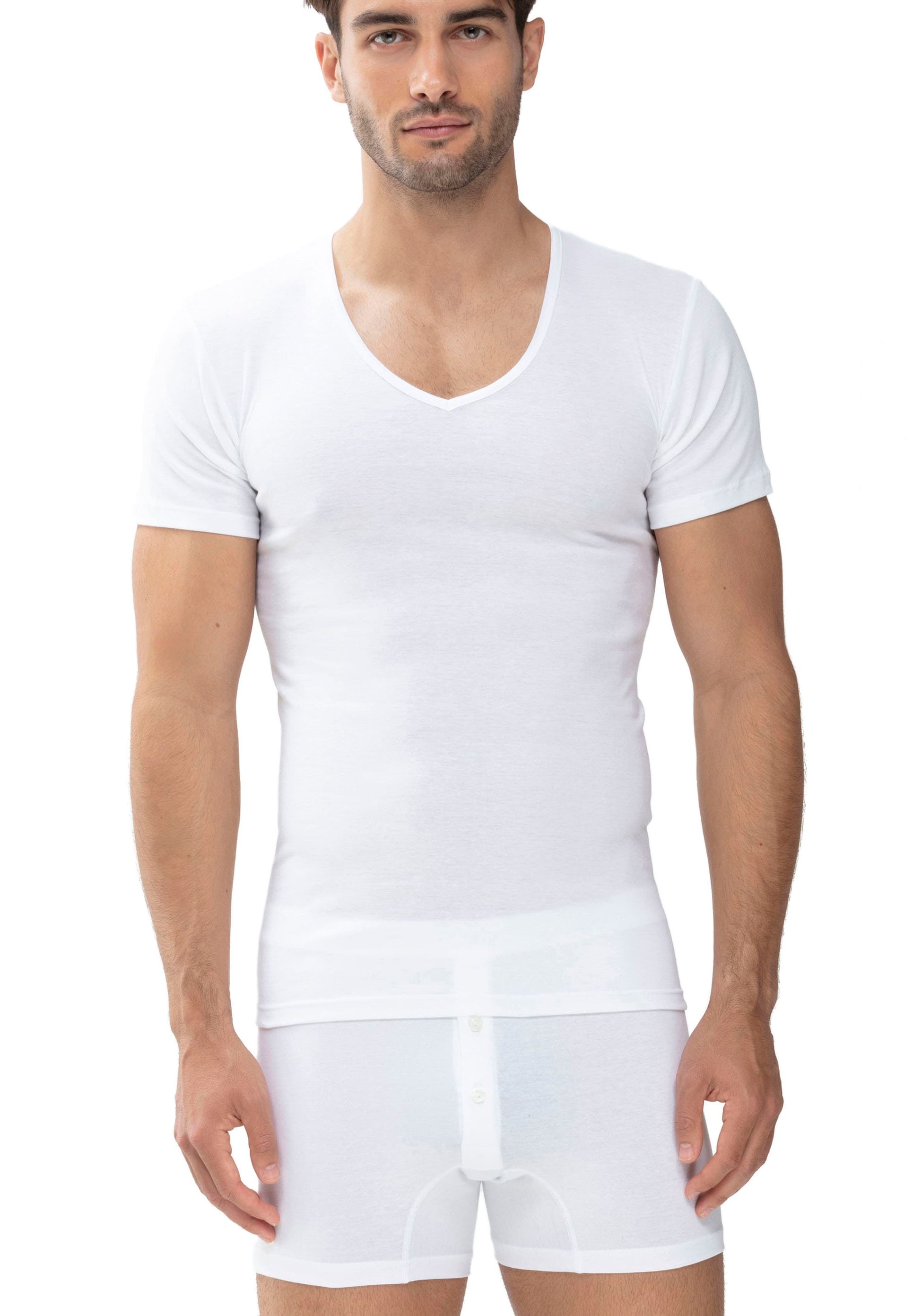 Mey V-Shirt "CASUAL COTTON (K)", Elastische Hals und Armabschlüsse