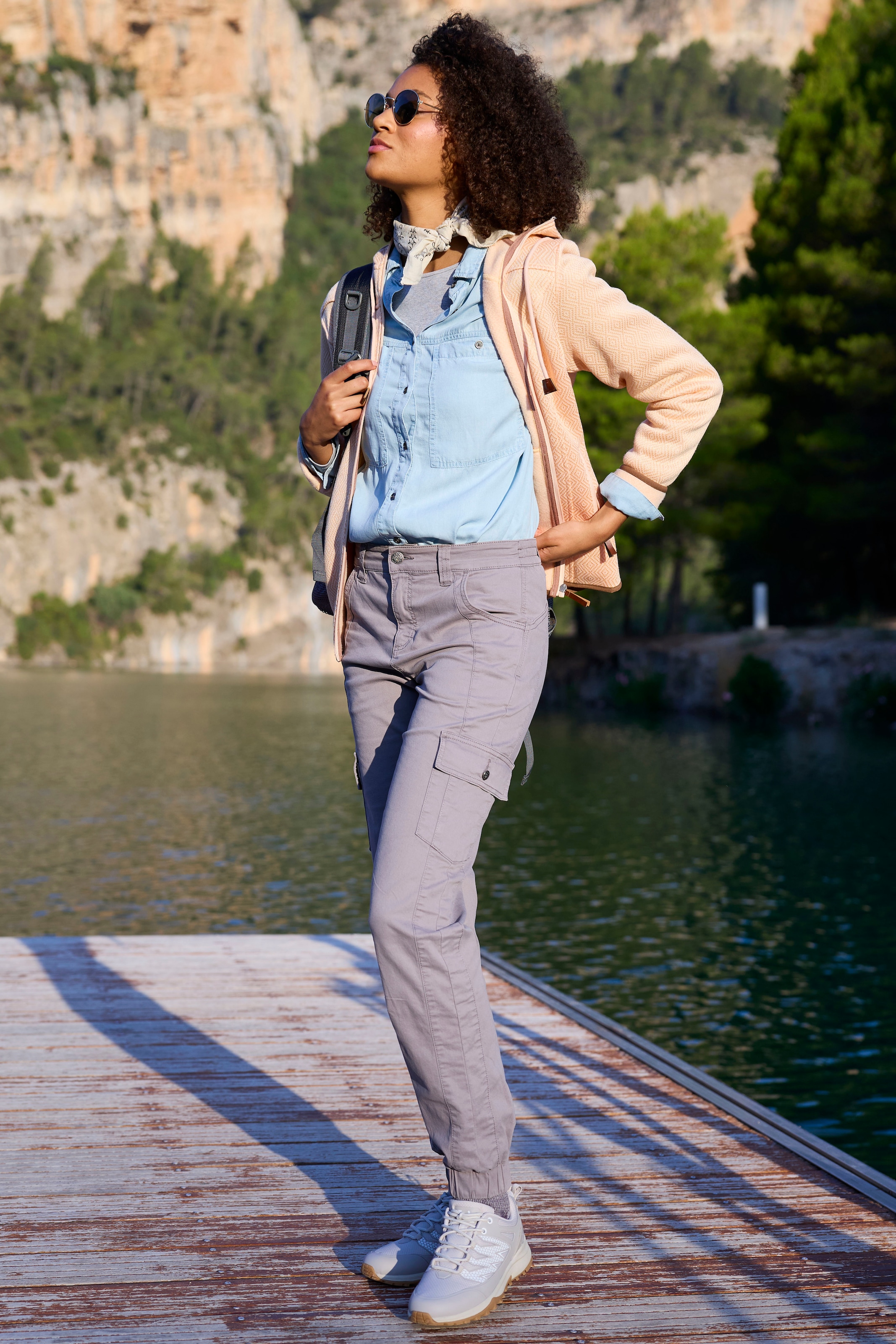 Vivance active Trekkinghose »Cargo Jeans Optik«, Baumwollmix mit Cargo Taschen