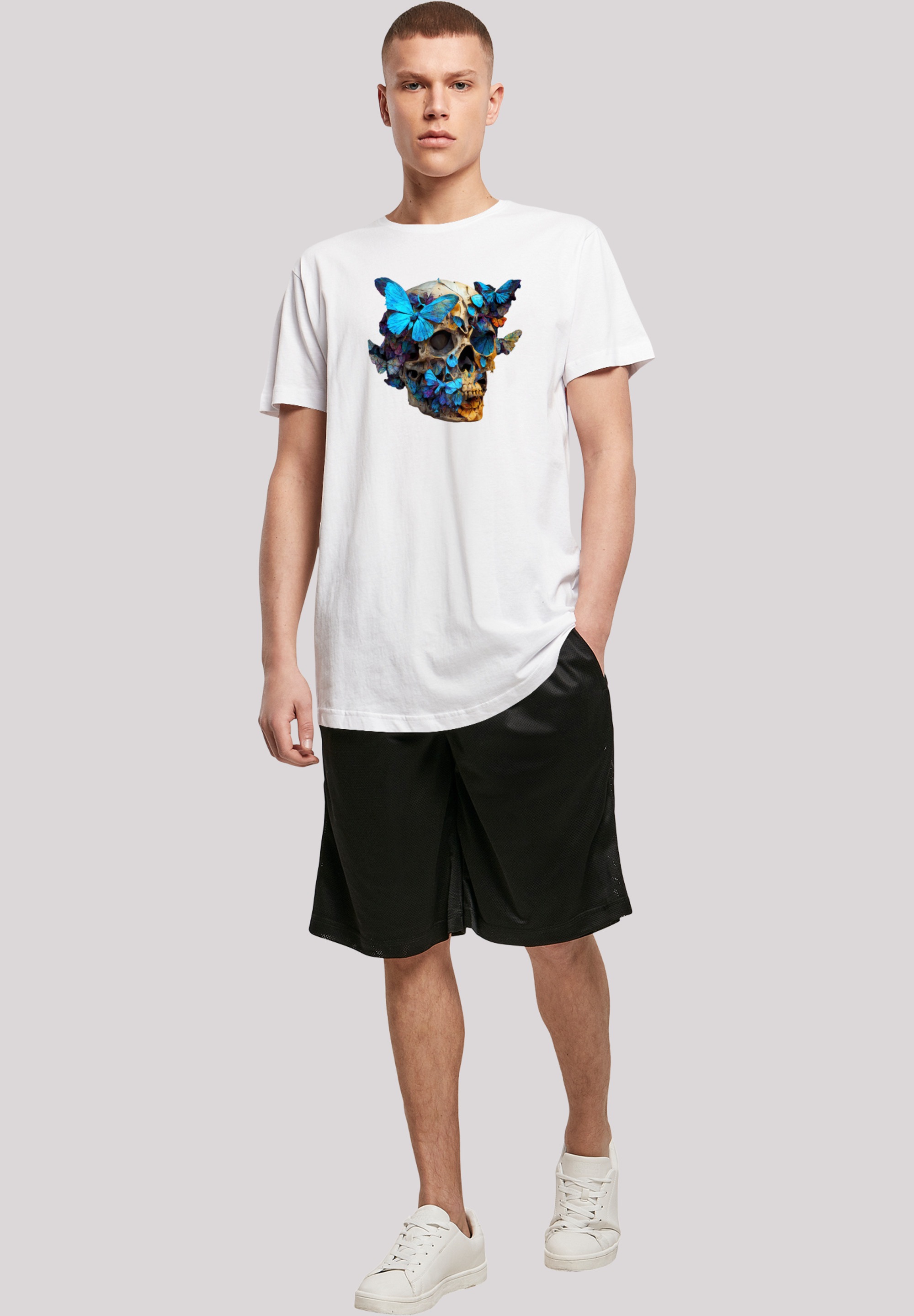 F4NT4STIC T-Shirt »Schmetterling Skull LONG TEE«, Print
