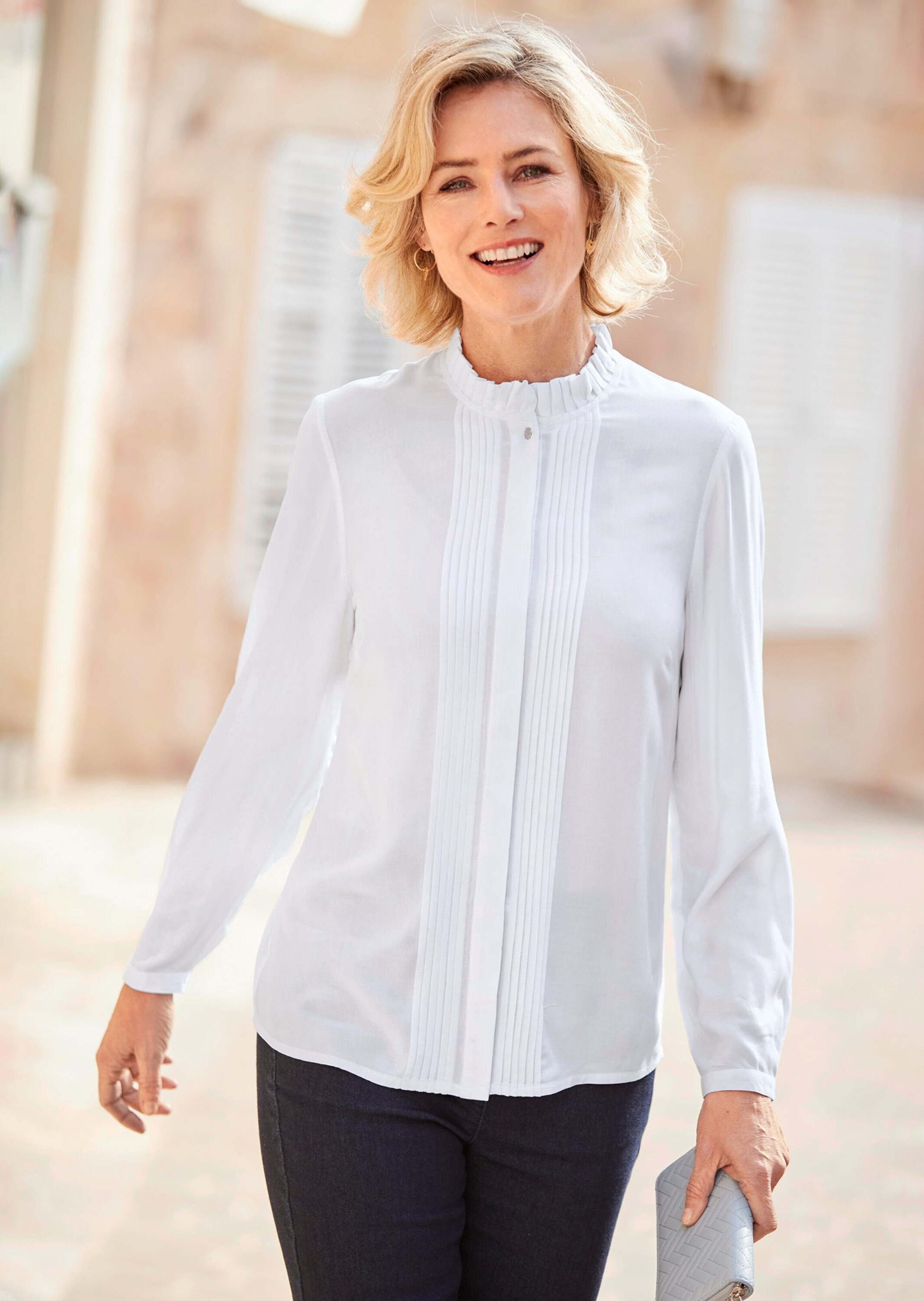 Thumbnail - GOLDNER Langarmbluse "Bluse mit raffinierter Ausschnittlösung"