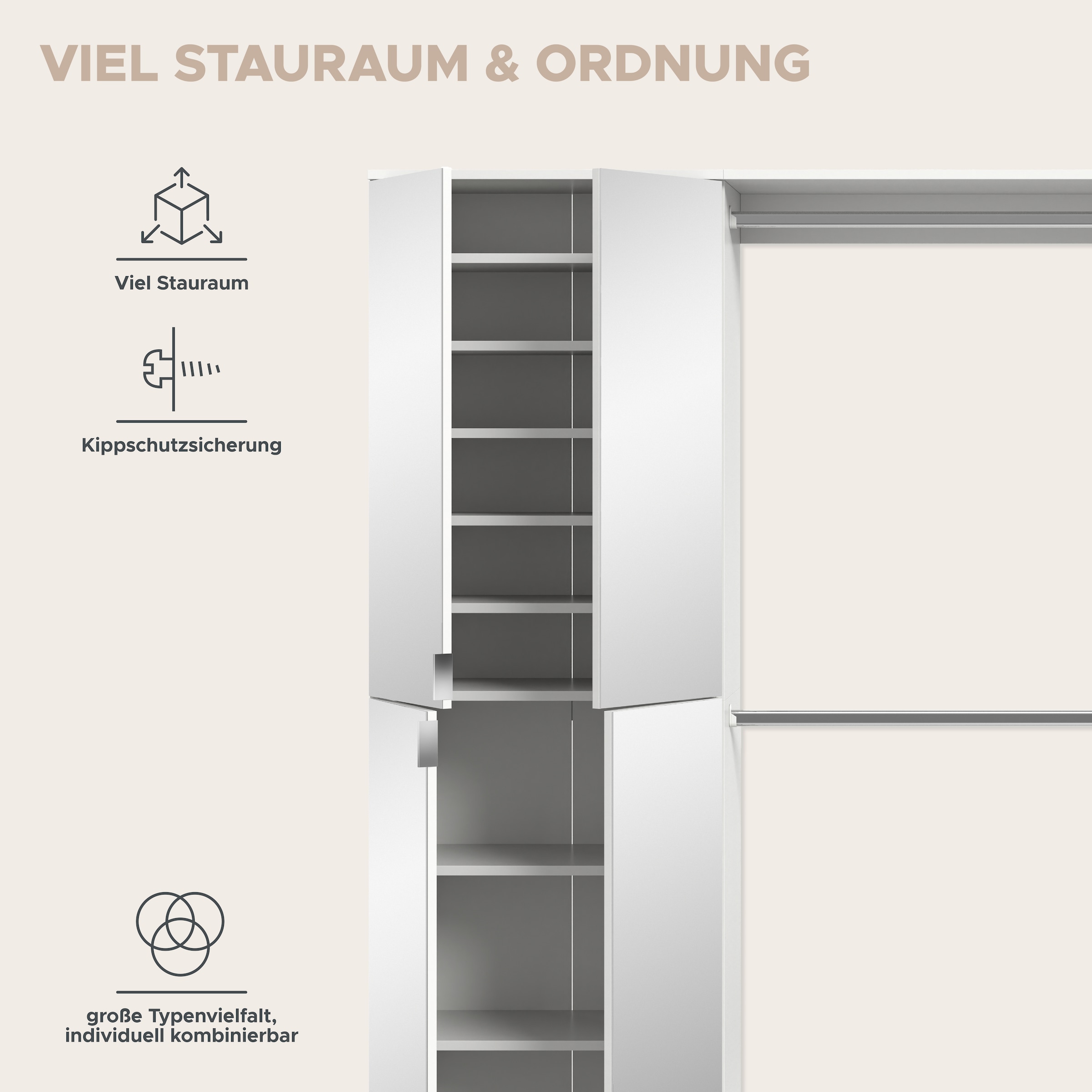 INOSIGN Garderoben-Set, (3 St.), Trondheim, Garderobenset 3-tlg.Breite 232 cm, Flur, Diele, Kombination