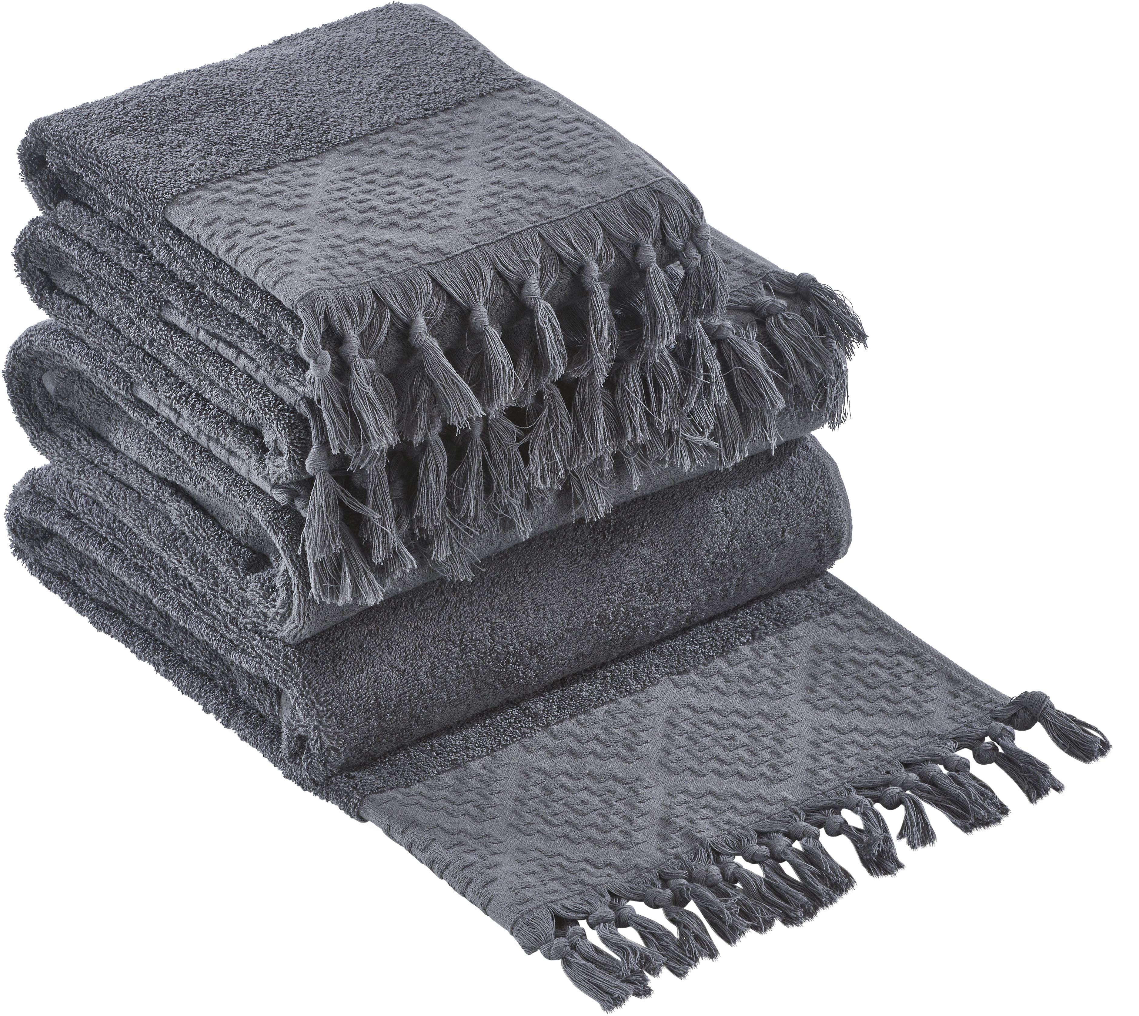 Thumbnail - done. Handtuch Set "Provence Bohéme" Uni Farben, Boho-Style, Borte, verschiedene Set Varianten erhältlich