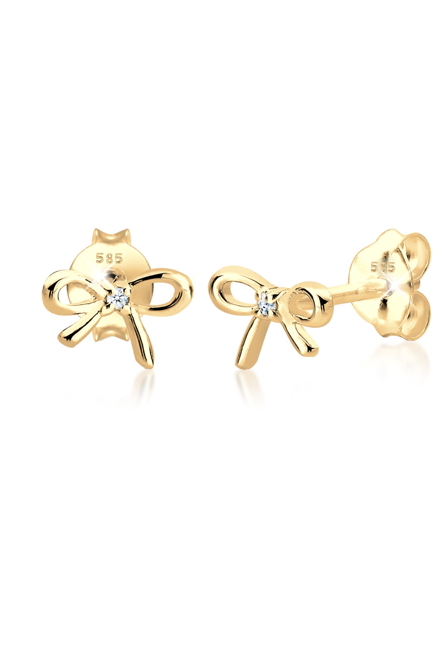 Elli DIAMONDS Paar Ohrstecker »Ohrstecker Schleife Diamant (0.005 ct) 585 Gelbgold«