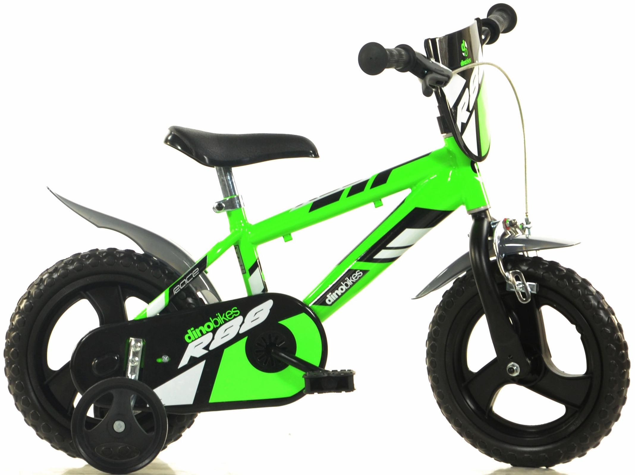 Dino Bikes "12" Kinderfahrrad Jungen stabiler Stahl-Rahmen Stützräder kindgerecht" 1 Gang mit Stützrädern und Frontschild