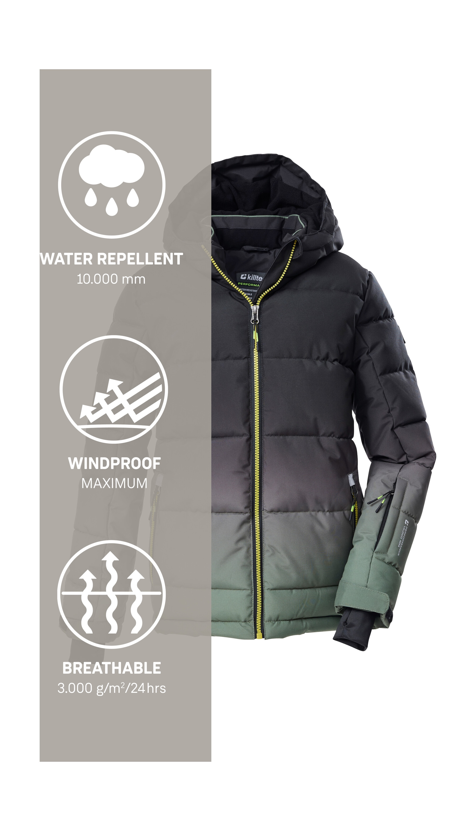 Killtec Skijacke »KSW 382 BYS SKI QLTD JCKT«, Wasserabweisende, winddichte Winterjacke mit regulierbarer Kapuze
