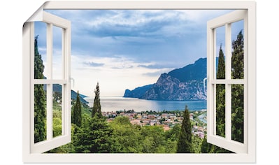 Wandbild »Gardasee durchs weiße Fenster«, Seebilder, (1 St.)