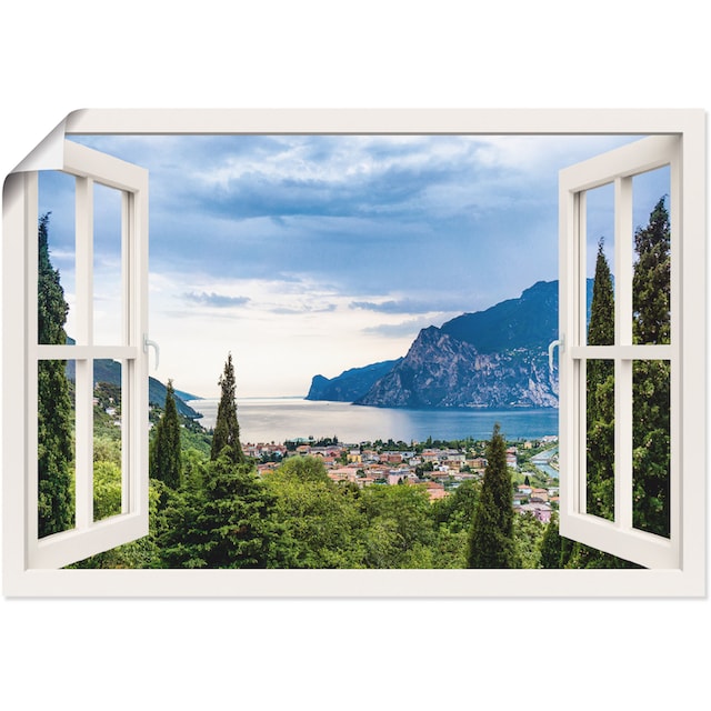 Artland Wandbild »Gardasee durchs weiße Fenster«, Seebilder, (1 St.), als  Alubild, Leinwandbild, Wandaufkleber oder Poster in versch. Größen kaufen |  BAUR