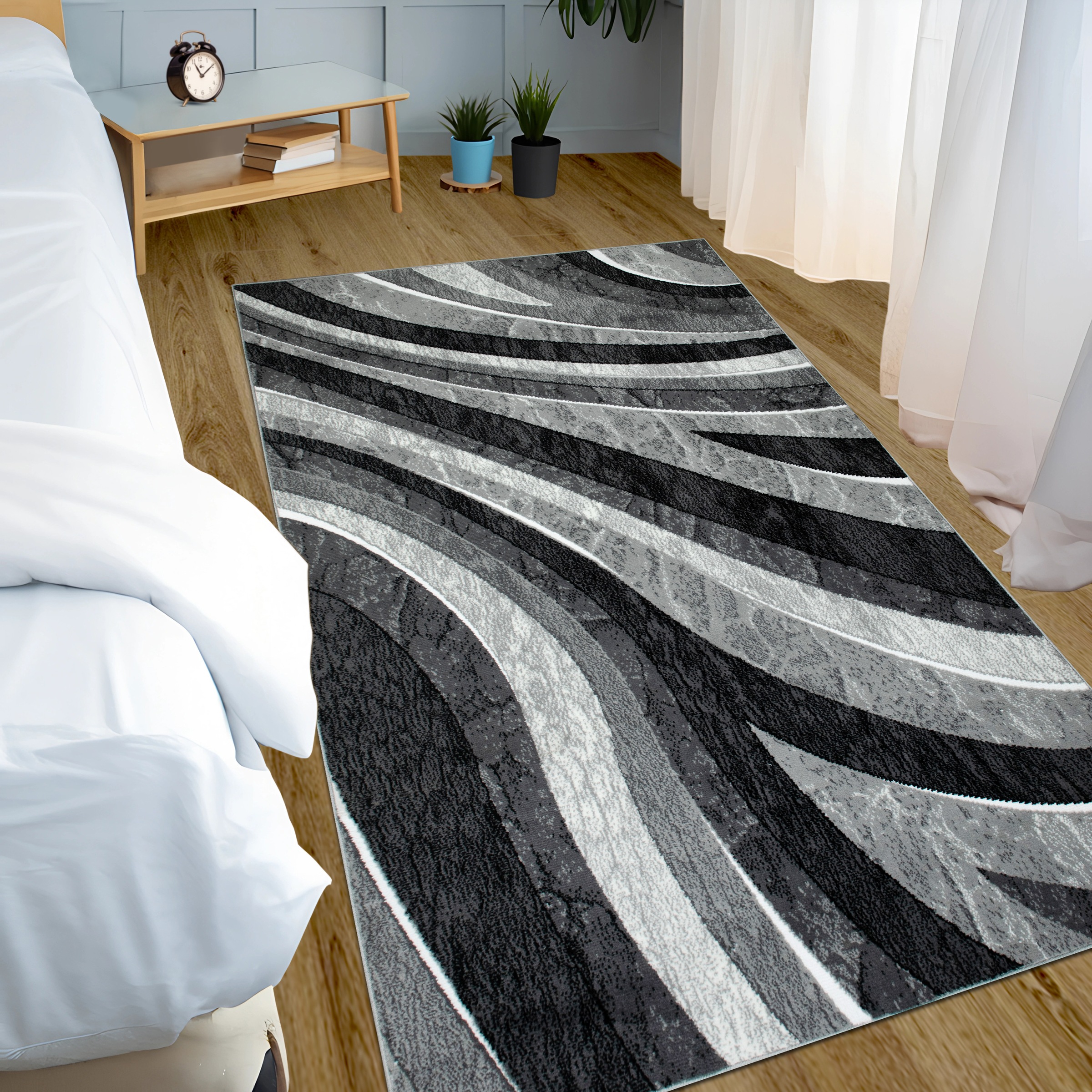 my home Teppich »Livil, medernes Wellen-Design«, rechteckig, 8 mm Höhe, 3D-Effekt, Kurzflor, Wohnzimmer, Esszimmer, Schlafzimmer