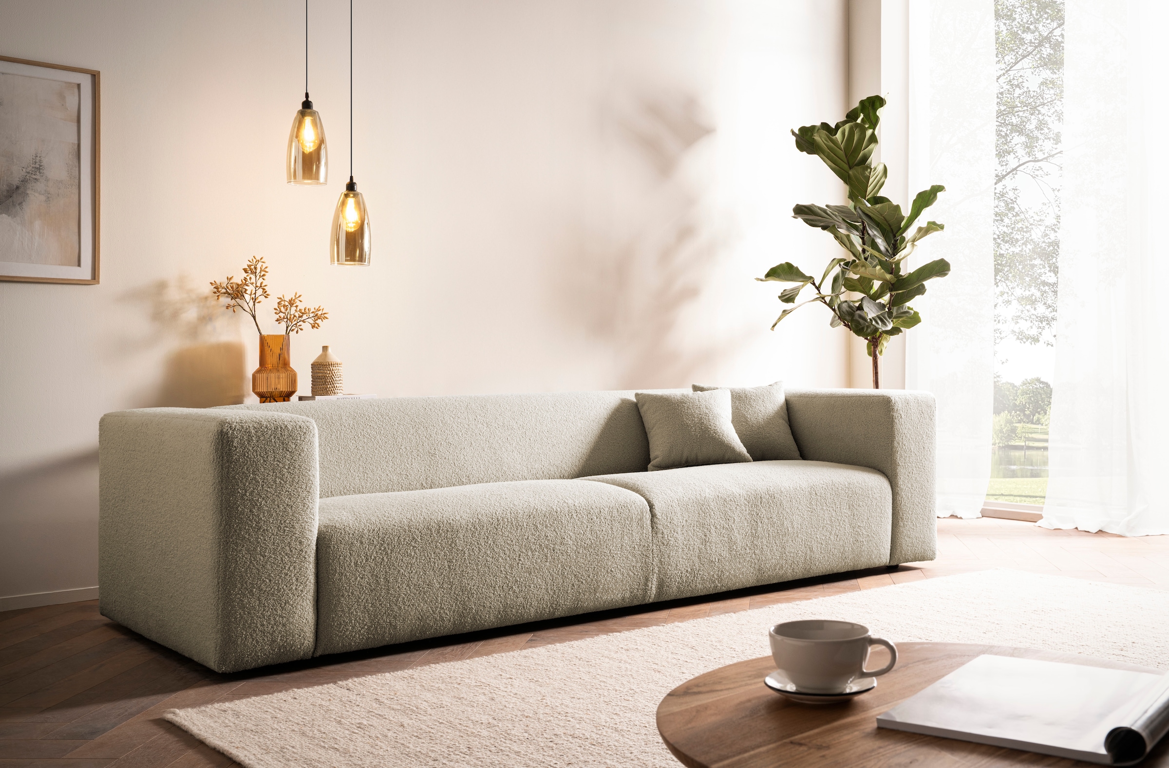 andas 3-Sitzer »BAKELS, Couch in Cord oder Boucle-Stoff, Sofa im modernen Design«, bequemer Sitzkomfort,in 2 Stoffen und 8 Farben lieferbar