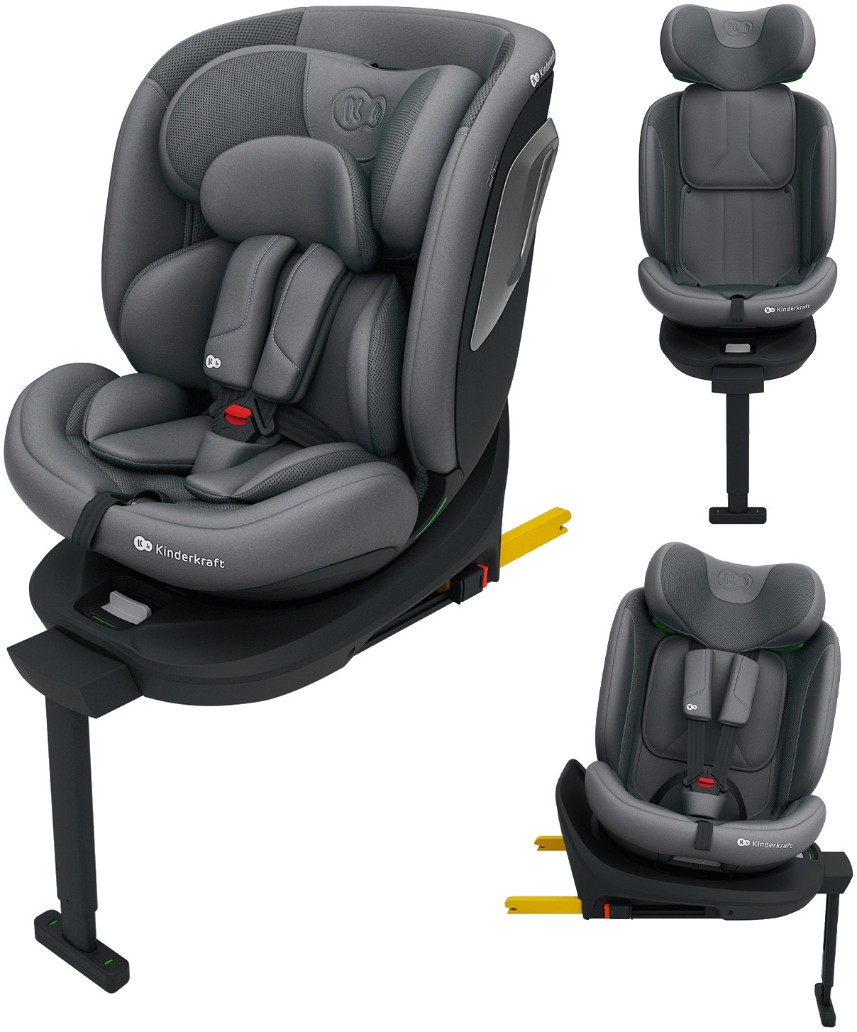 KINDERKRAFT Baby Autokindersitz "I-360 2 PLUS", grau, Materialmix, Kindersitze, 360 – drehbarer Kindersitz