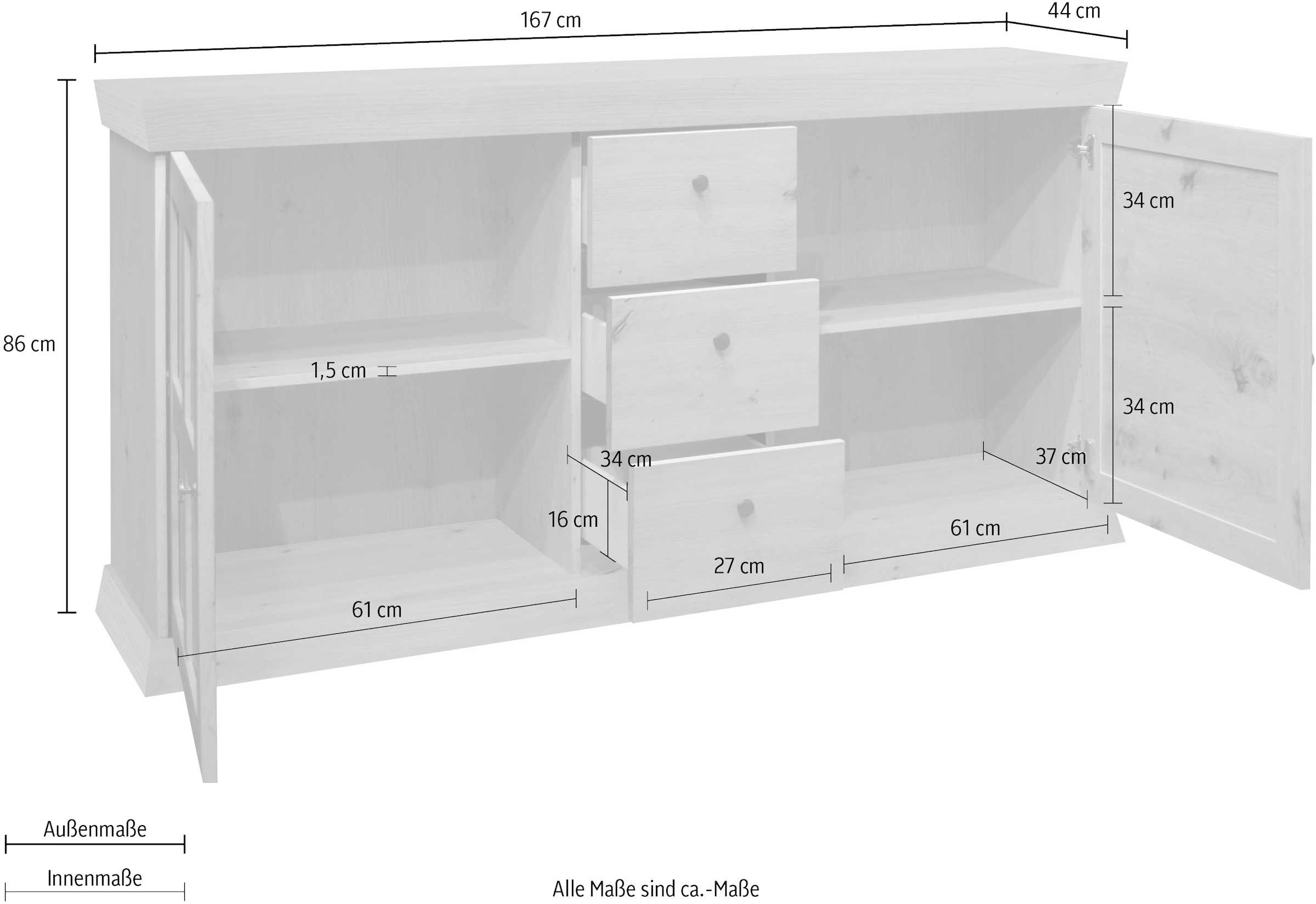 BAUR 167 cm Mäusbacher »Matrix«, Breite Sideboard |