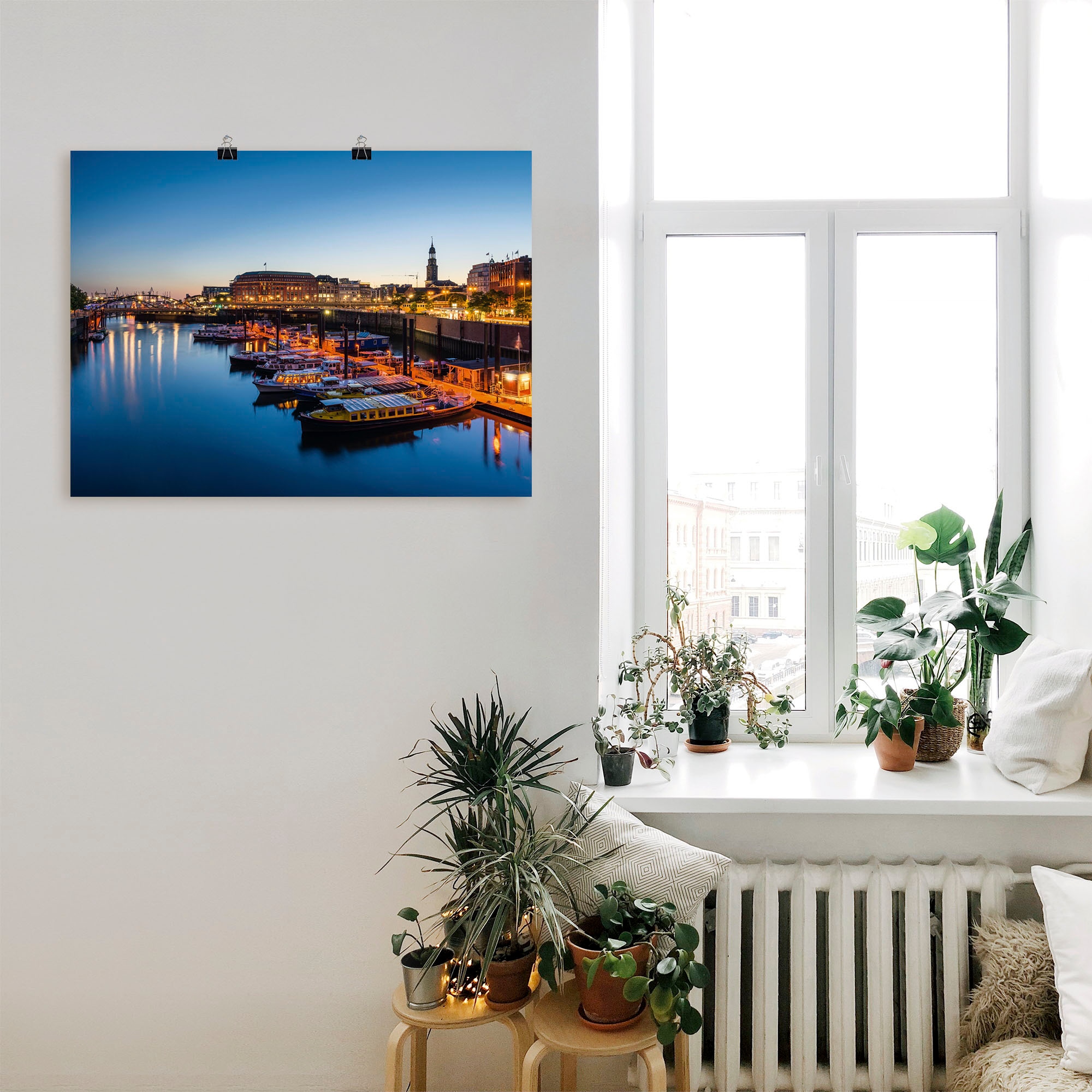 Artland Wandbild »Hamburg Hafen Panorama mit Michel«, Deutschland, (1 St.), als Alubild, Outdoorbild, Leinwandbild, Poster in verschied. Größen