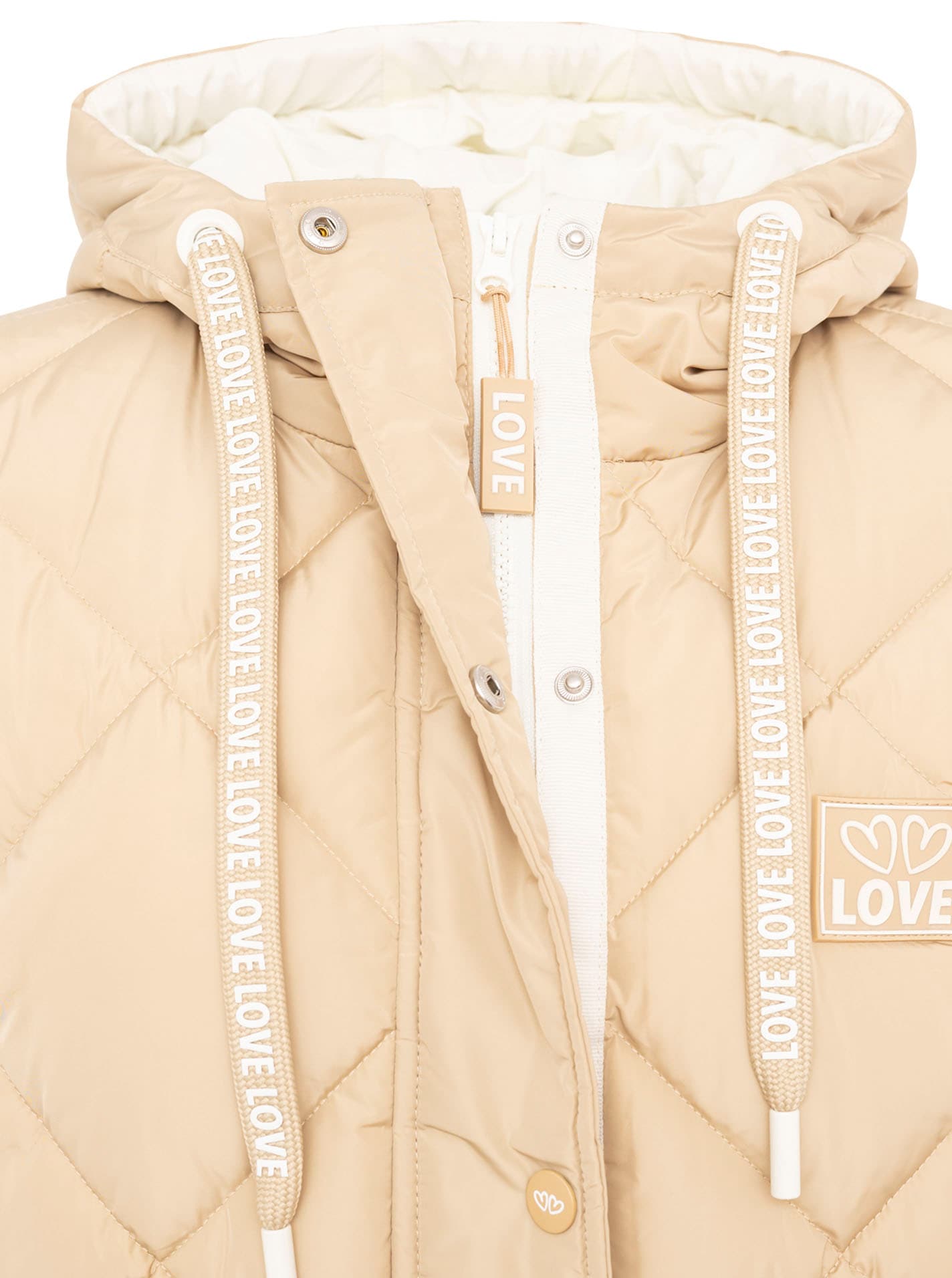 Zwillingsherz Steppweste »"Love Print"«, modisch, Doppelzipper, Druckknöpfe, knielang, Kapuze