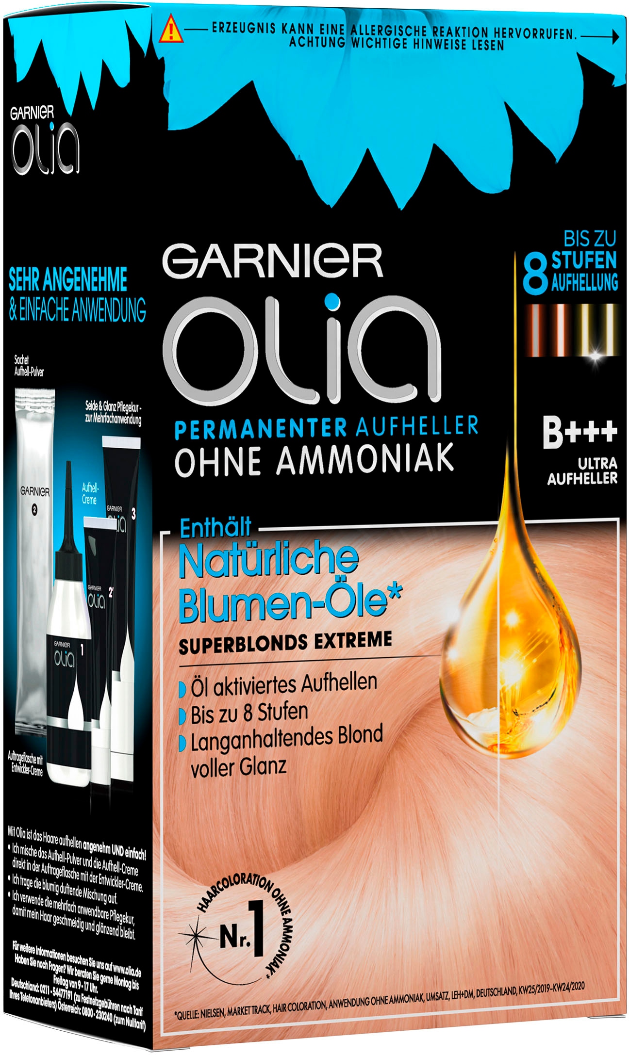 GARNIER Coloration »Garnier Olia Aufheller«, (Set, 3 tlg.), Ölbasis | BAUR