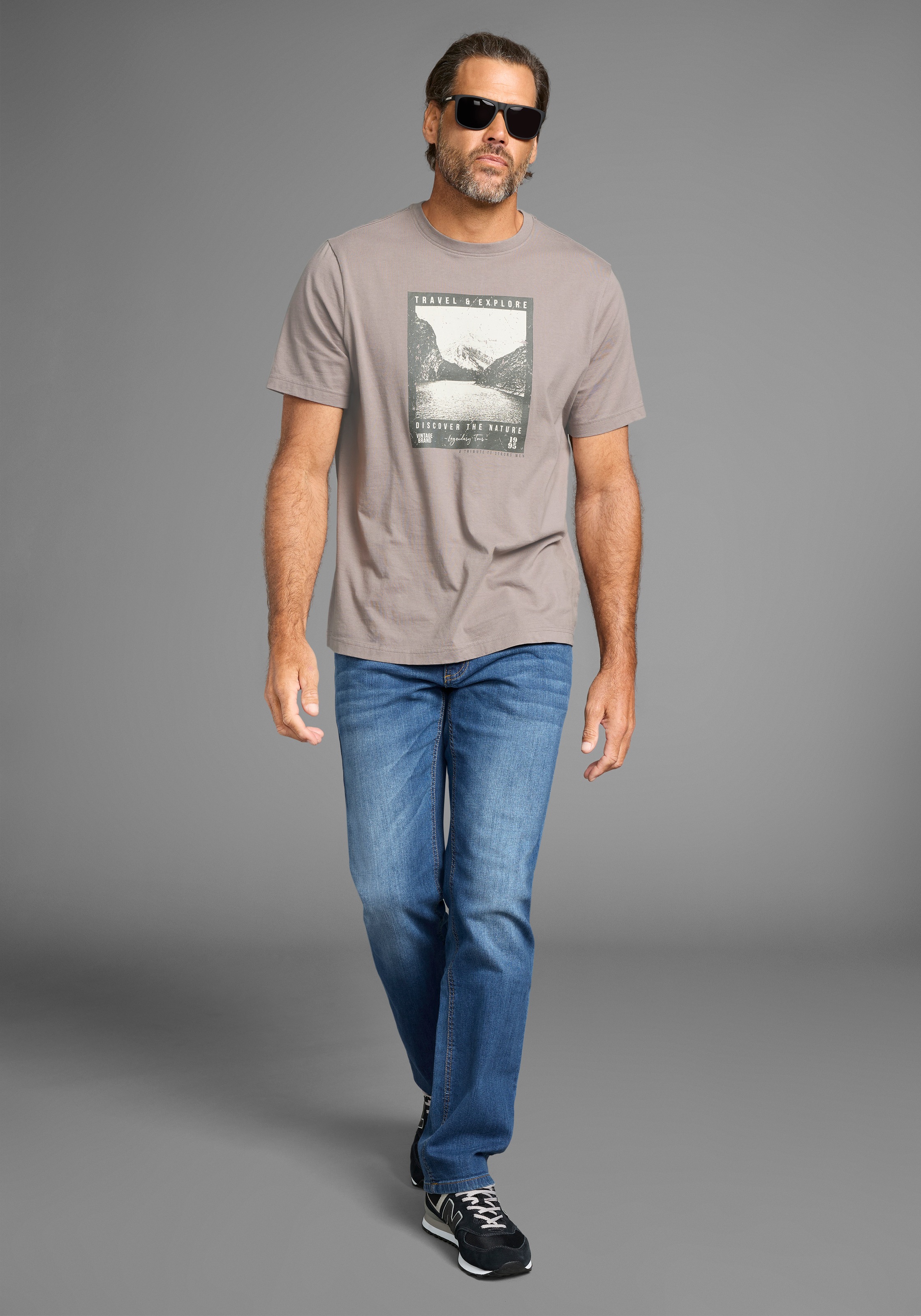 Man's World Print-Shirt, mit modisch-landschaftlichen Druck