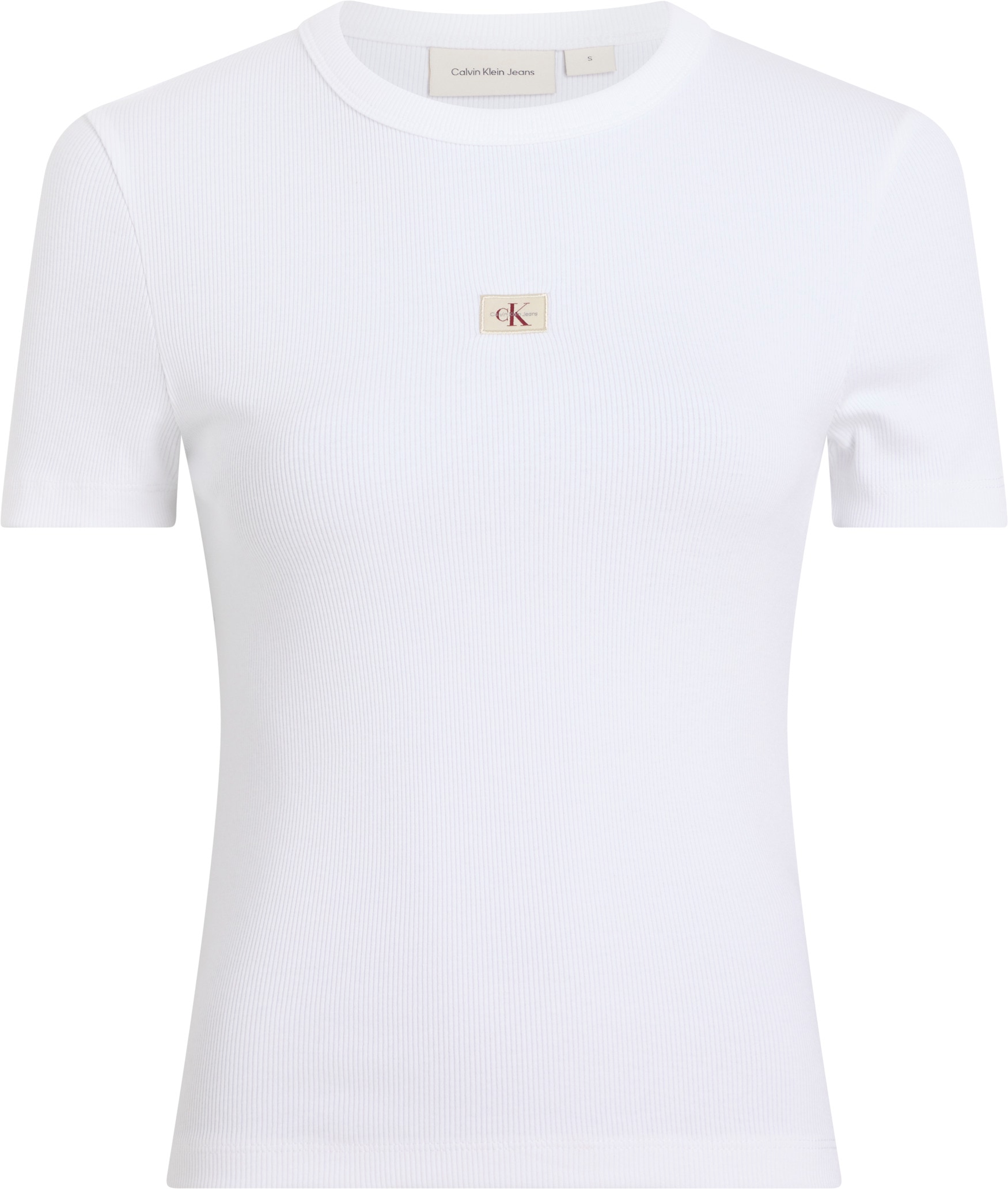 Calvin Klein Jeans T-Shirt »WOVEN LABEL RIB FITTED TEE«, mit Logo