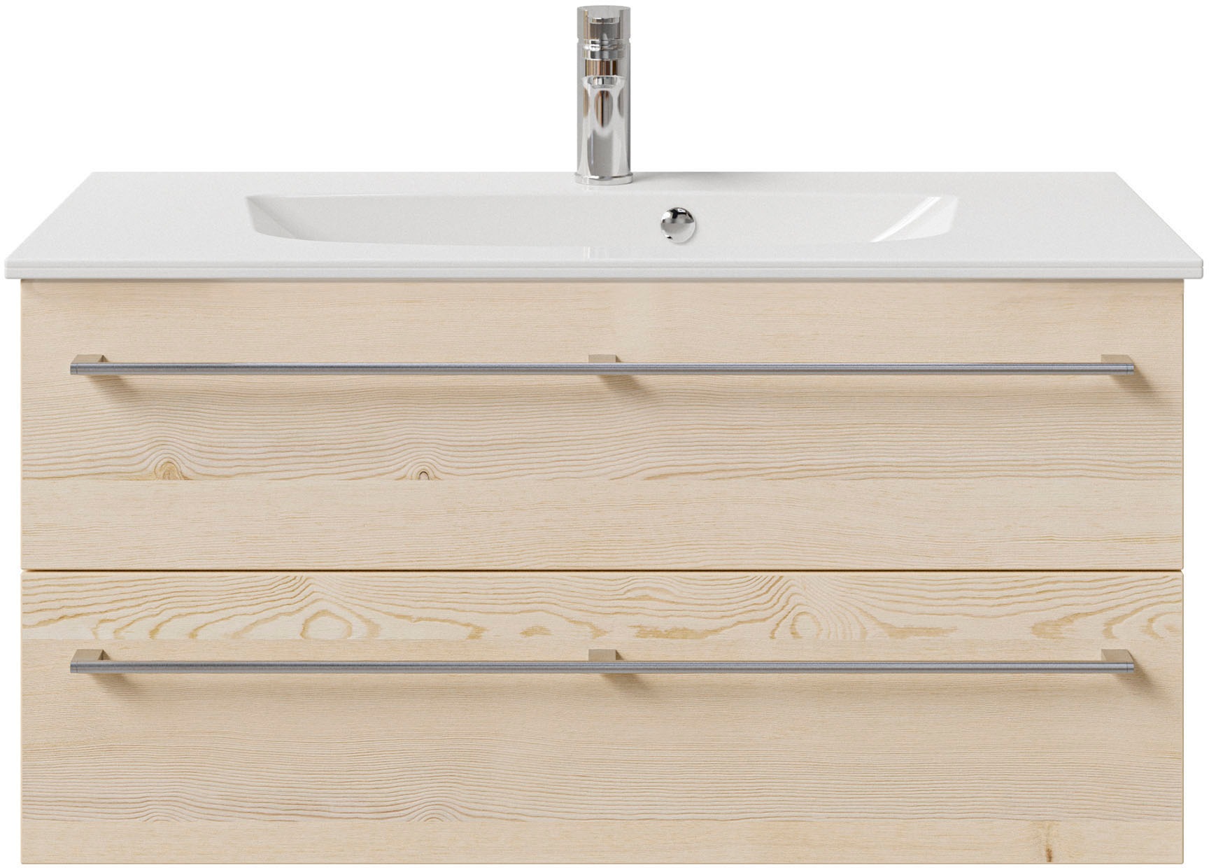 Saphir Waschtisch »Serie 6025 Mineralmarmor-Waschtisch mit Unterschrank, 97 cm breit«, Waschplatz mit 2 Schubladen, hängend, verschiedene Ausführungen