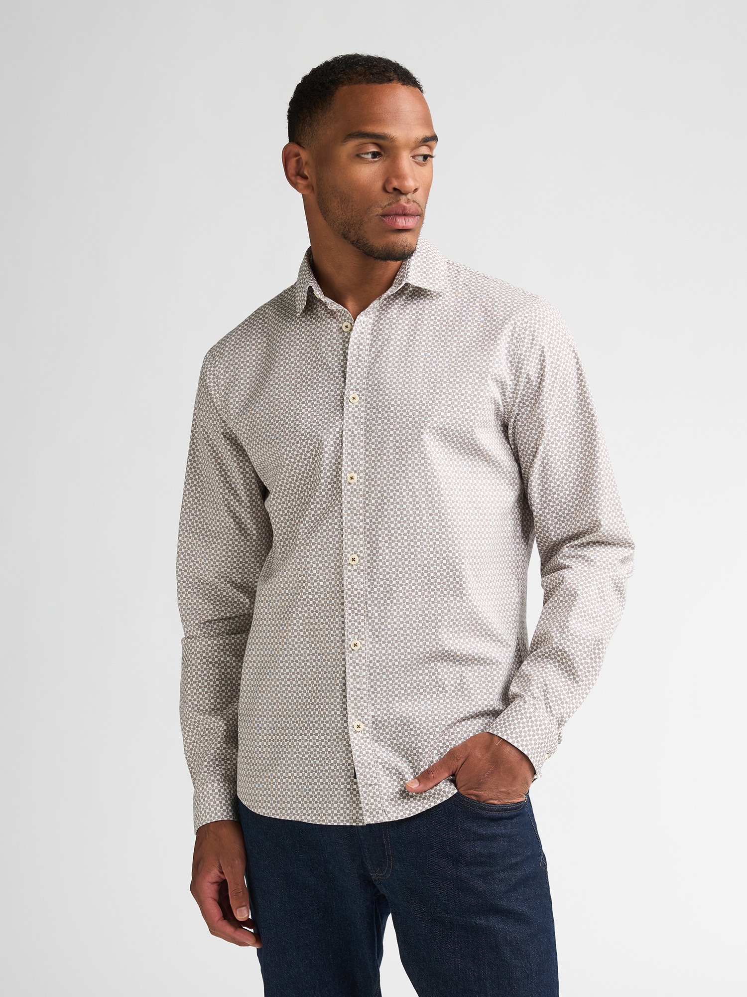 Herren Langarmhemd, beige, Gr. XXL, PETROL INDUSTRIES, Minimalmuster, Web, Obermaterial: 98% Baumwolle, 2% Elasthan, Hemden, Minimalmuster, schmale