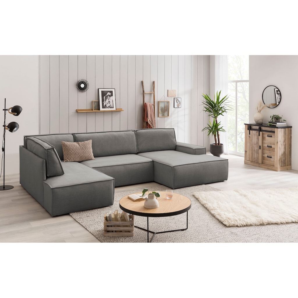 Home affaire Wohnlandschaft »SHERWOOD XXL 329 cm Schlafsofa, U-Form«