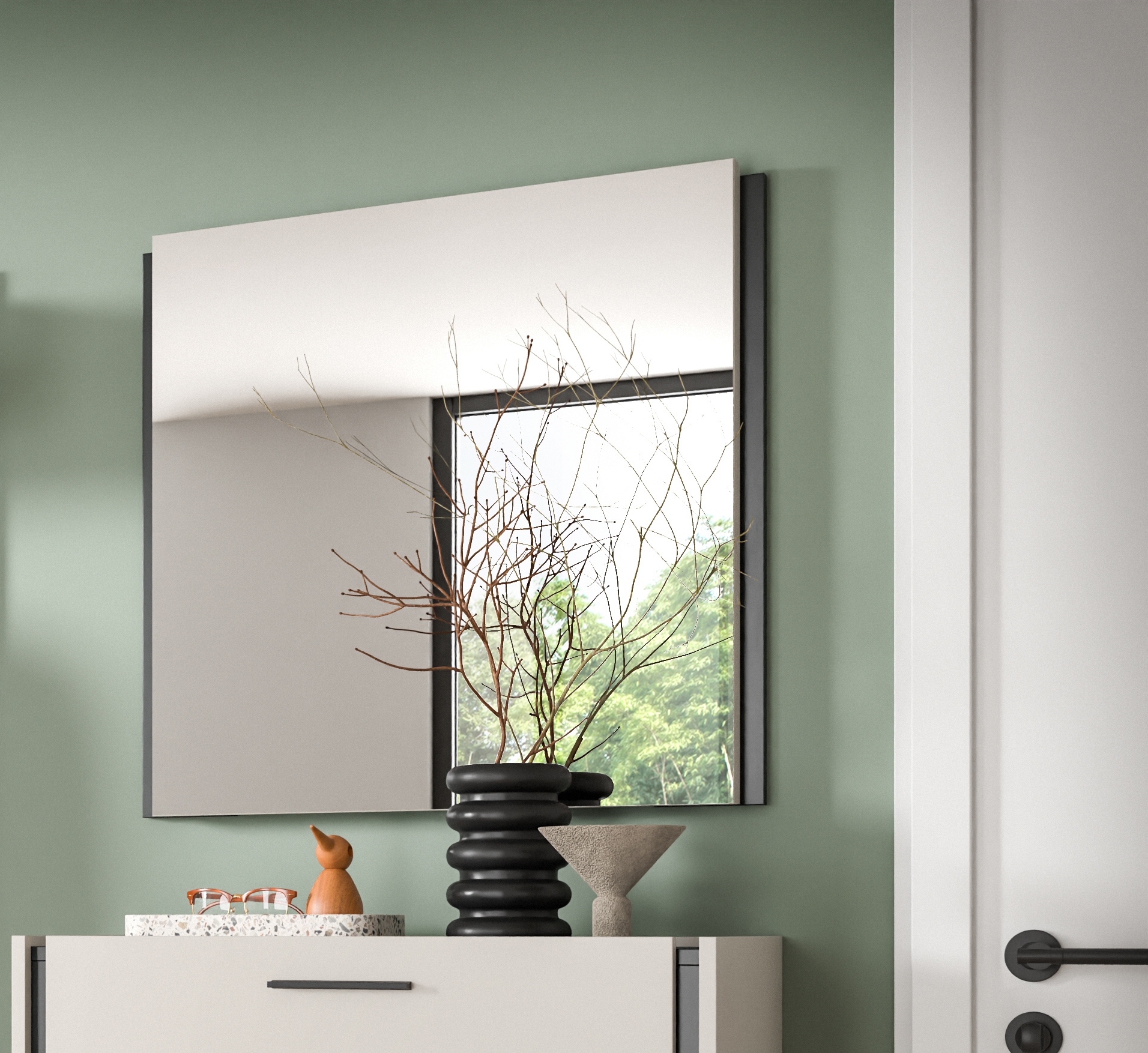 Home affaire Spiegel »RAK, BxH: 72x70 cm, mit farblich abgsetztem Rahmen« Garderobenspiegel, Spiegelpaneel, Wandspiegel, Flurspiegel