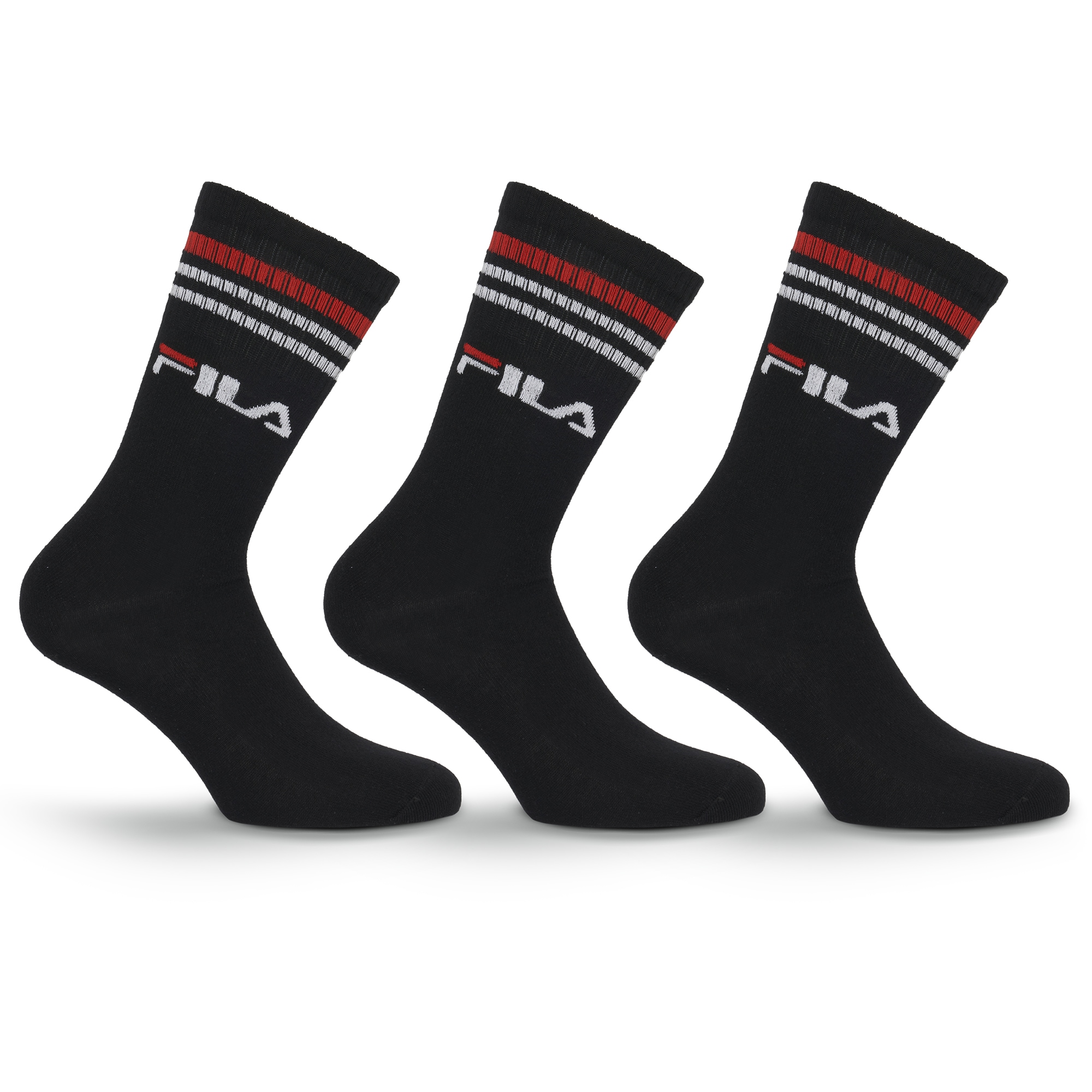 Fila 3 Paar, breites Rippenbündchen, Logoschriftzug, Cotton-Mix