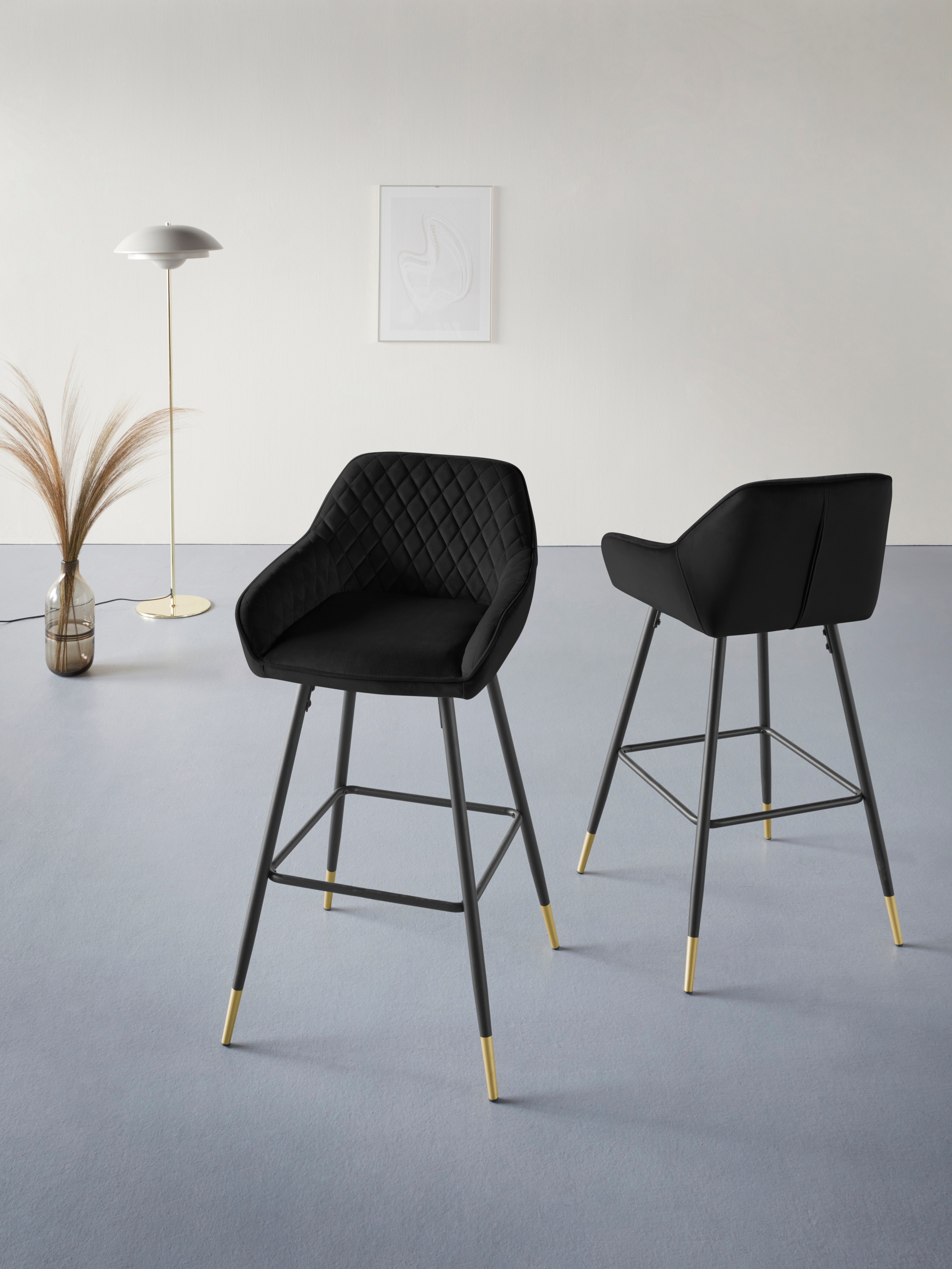 INOSIGN Barhocker »Bianca«, (1 St.), Bezug in Velourstoff, Sitzhöhe ca. 76 cm, maximale Belastbarkeit 120kg