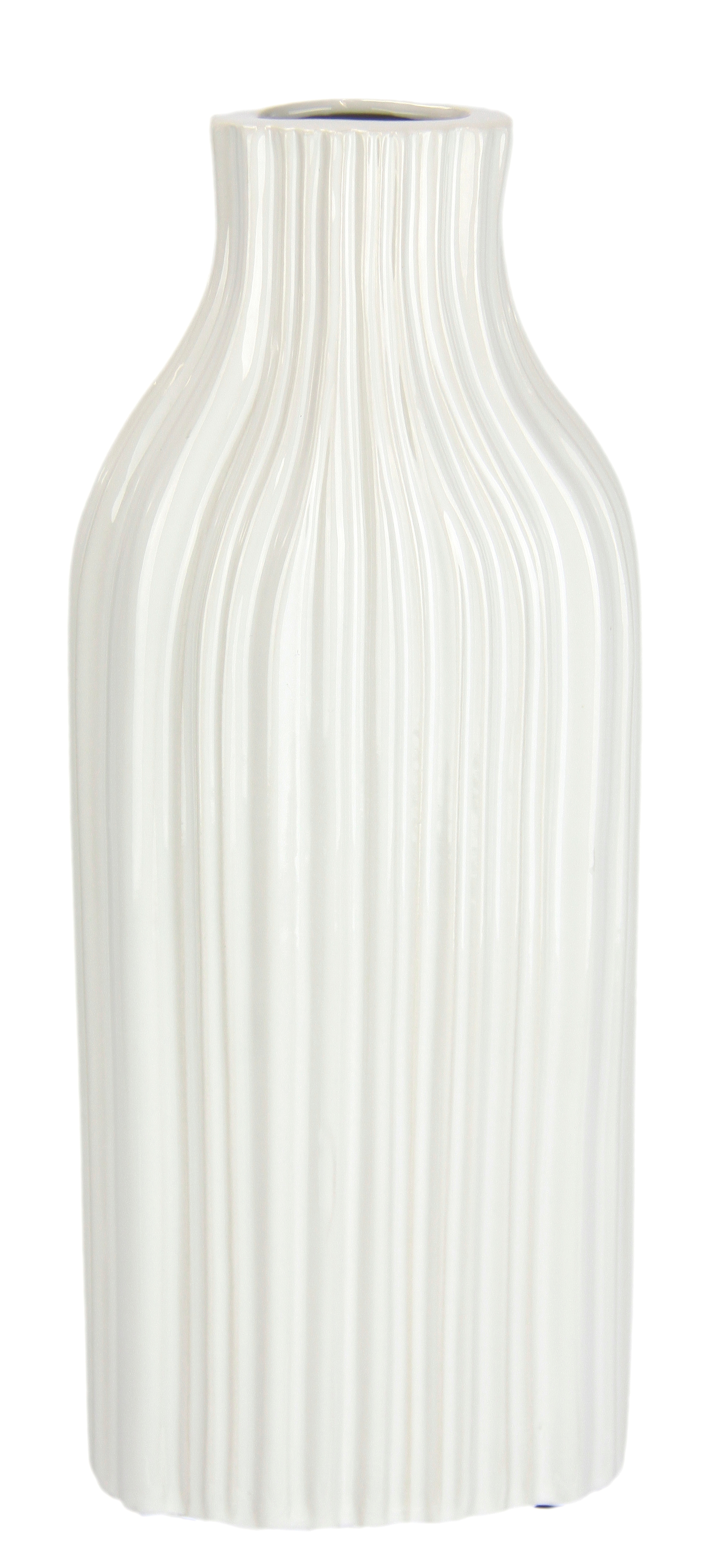 I.GE.A. Dekovase "Blumenvase aus Keramik, geriffelt, bauchig, glänzend, Keramikvase" Deko-Vase für Blumen, Pampasgras, Trocken- oder Kunstblumen u. Zweige